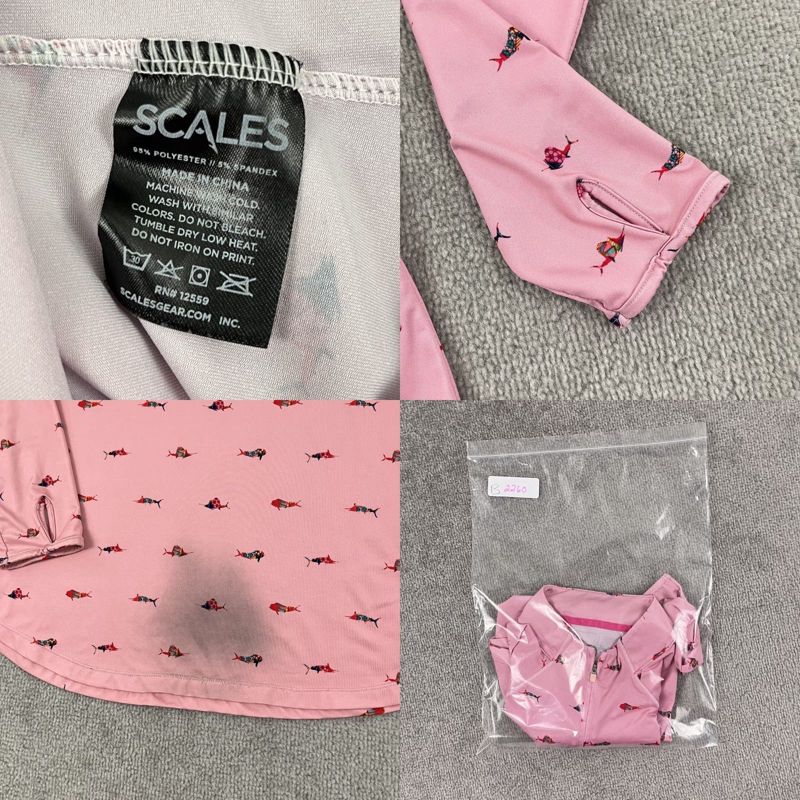 Vintage Scales Pullover Jacket Large Pink Trippy Fish Quarter Zip Fishing Stretch Breathable Hooded Lightweight Athletic Womens Size L / US 10 / IT 46 - 8 Thumbnail