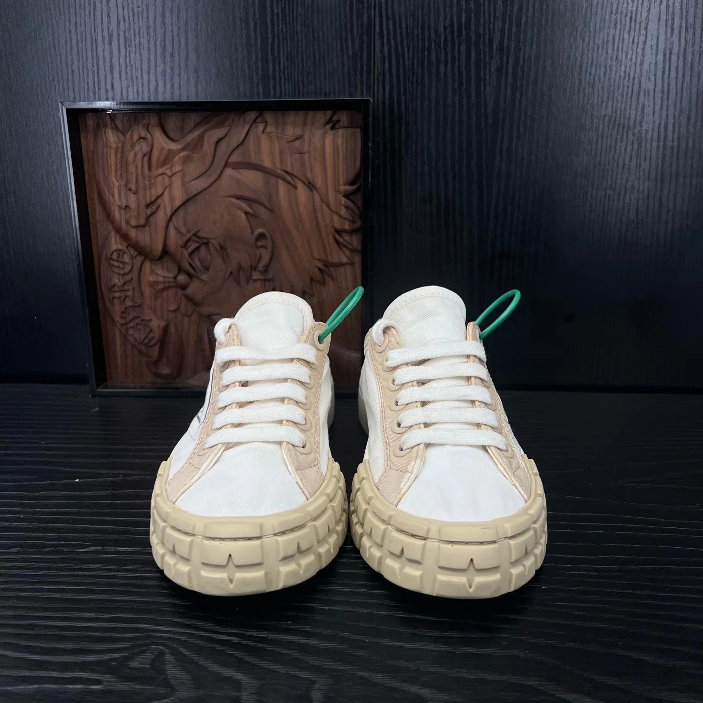 Prada PRADA Wheel White Brown 36 (New, Boxed) Size US 5.5 / IT 35.5 - 3 Thumbnail