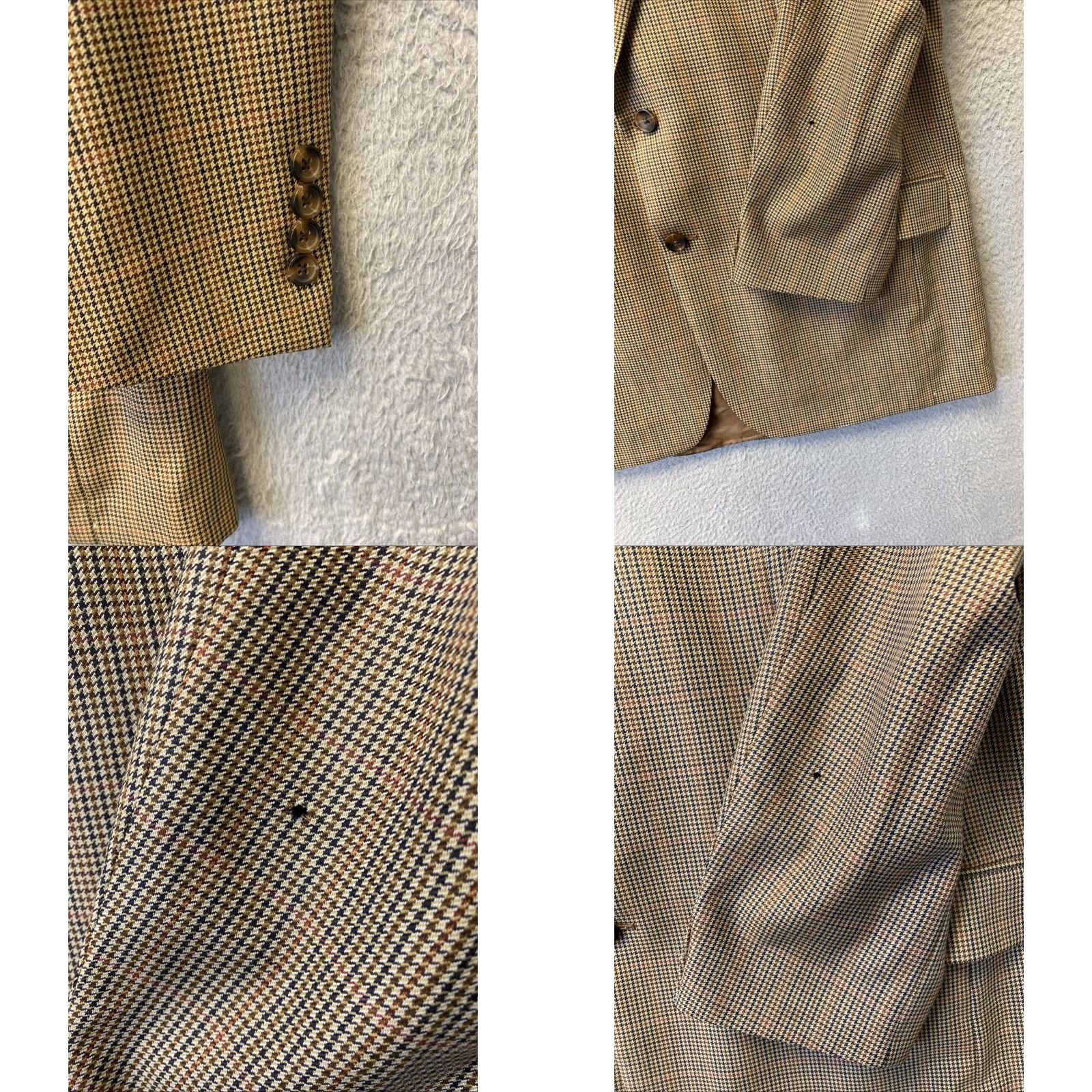 Brooks Brothers VINTAGE Brooks Brothers Brown Houndstooth Wool Tuxedo Suit Jacket Men 42R Formal Size 42R - 8 Thumbnail