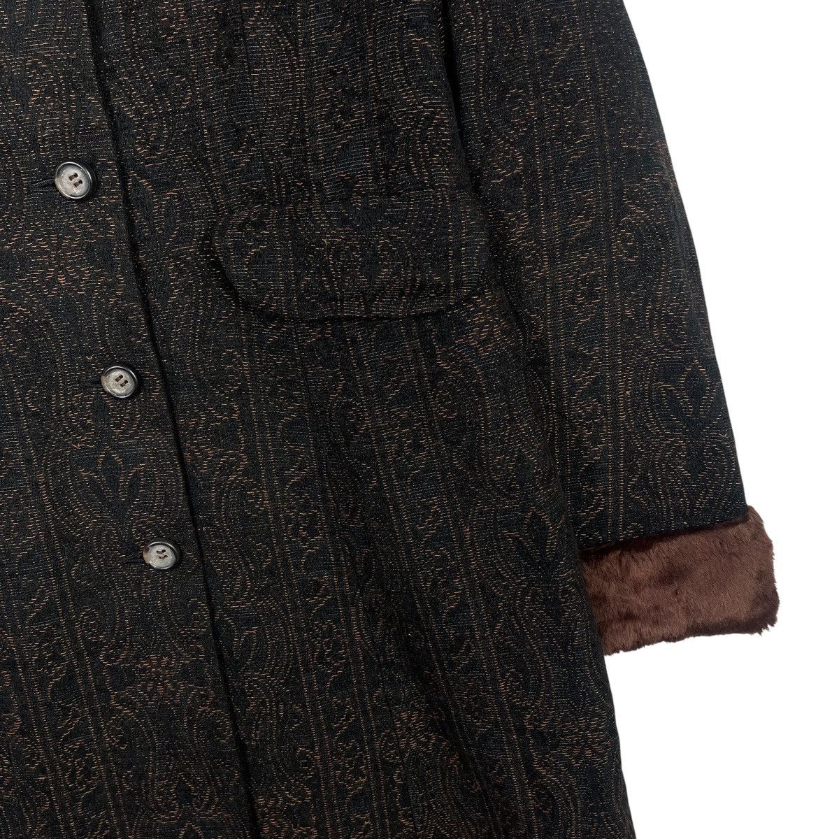 Vintage Vintage Paisley Faux Fur Collar Long Coat Brown Gothic Size S / US 4 / IT 40 - 5 Thumbnail
