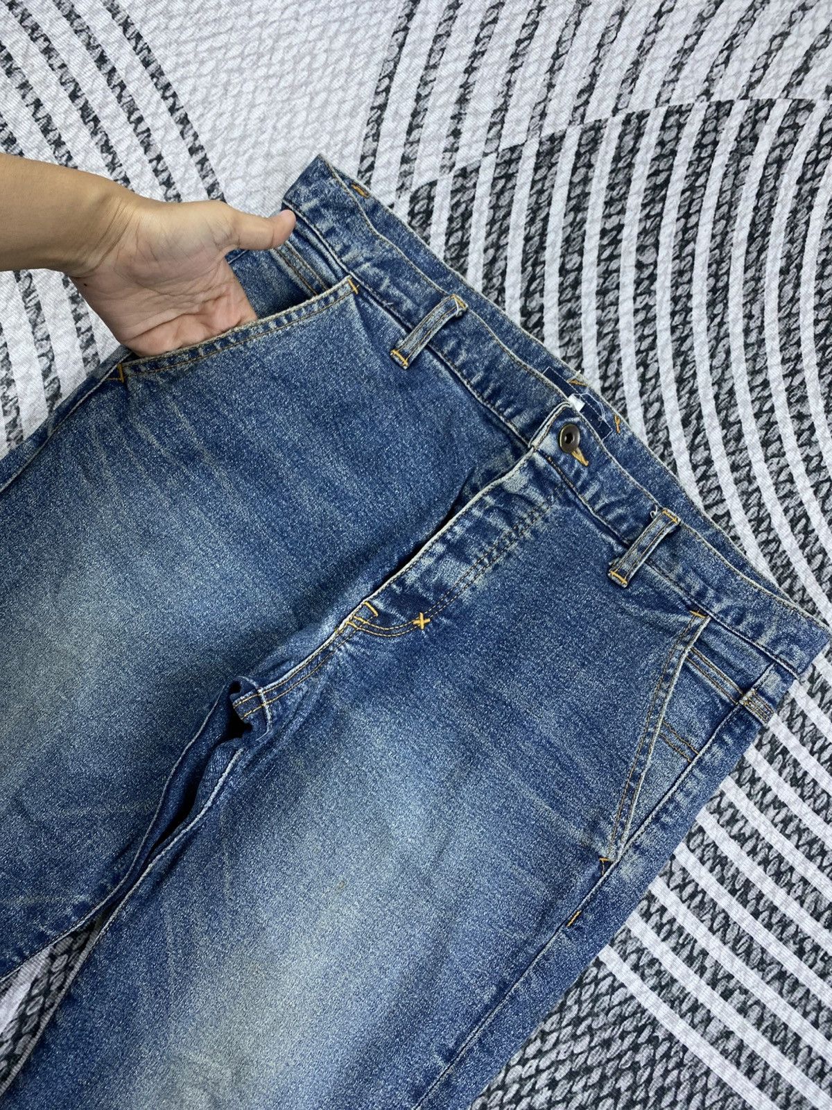 DISCOVERED Vintage Flared Discovered Japan Blue Distressed Denim Jeans Size US 35 - 10 Thumbnail