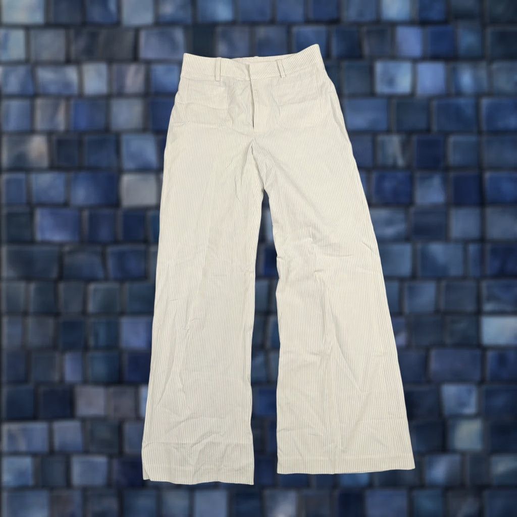Frame FRAME Le Slim Palazzo Pants Womens 4 White Stripe Wide Leg Twill High Rise Pockets Stretch 2Pcs? Size 27" / US 4 / IT 40 - 1 Thumbnail