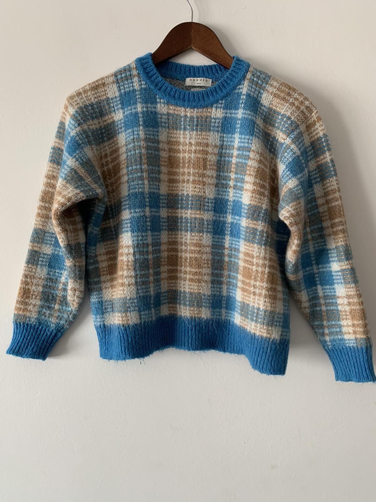 image of Sandro Paris Blue Mohair Sweater, Women's (Size Small)