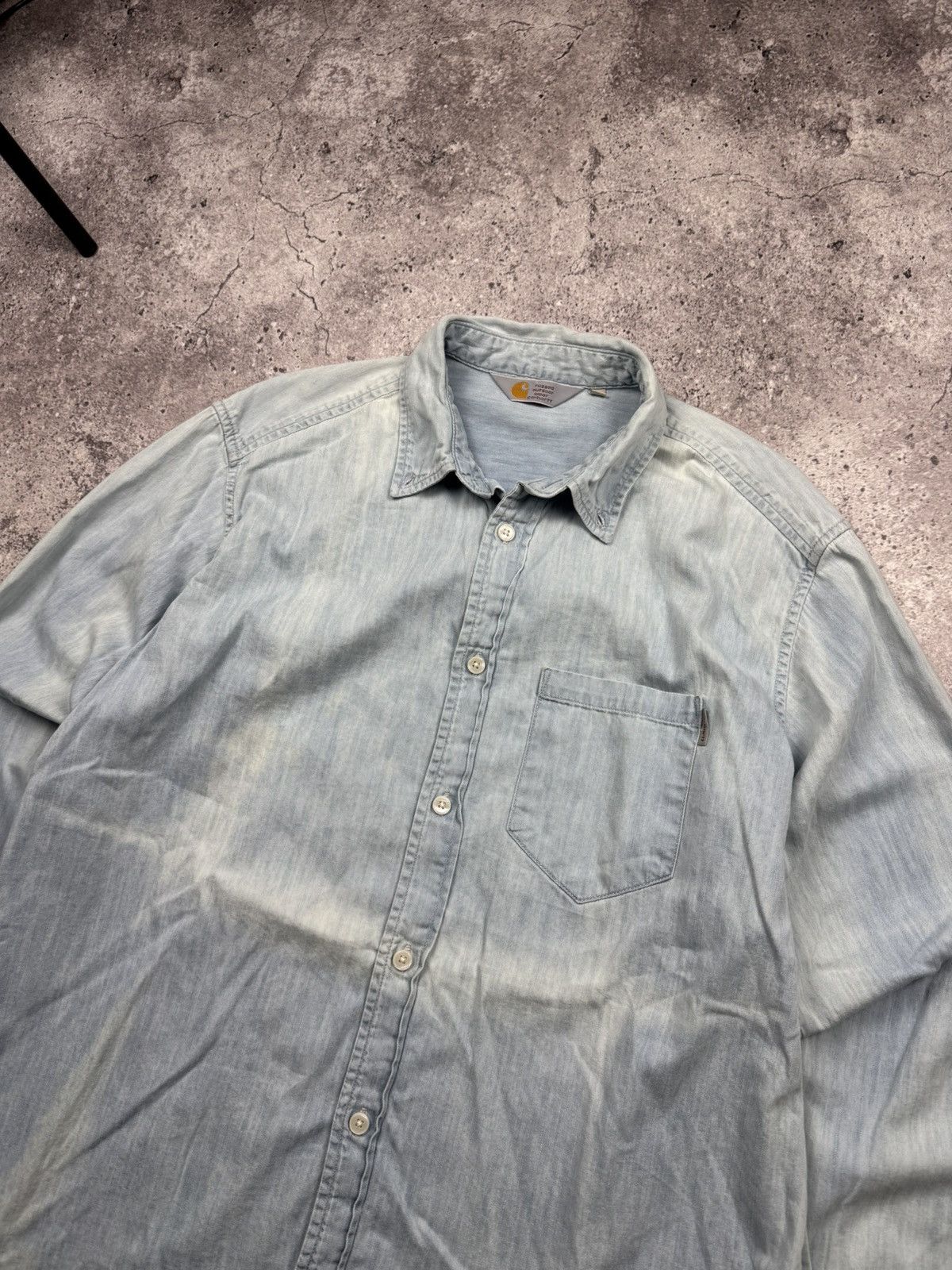 Carhartt Vintage Carhartt Y2K Distressed Faded Denim Shirt Japanesse Size US L / EU 52-54 / 3 - 2 Thumbnail