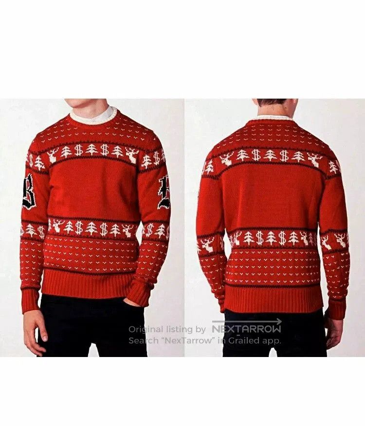 brioni thick wool men's sweater in red.