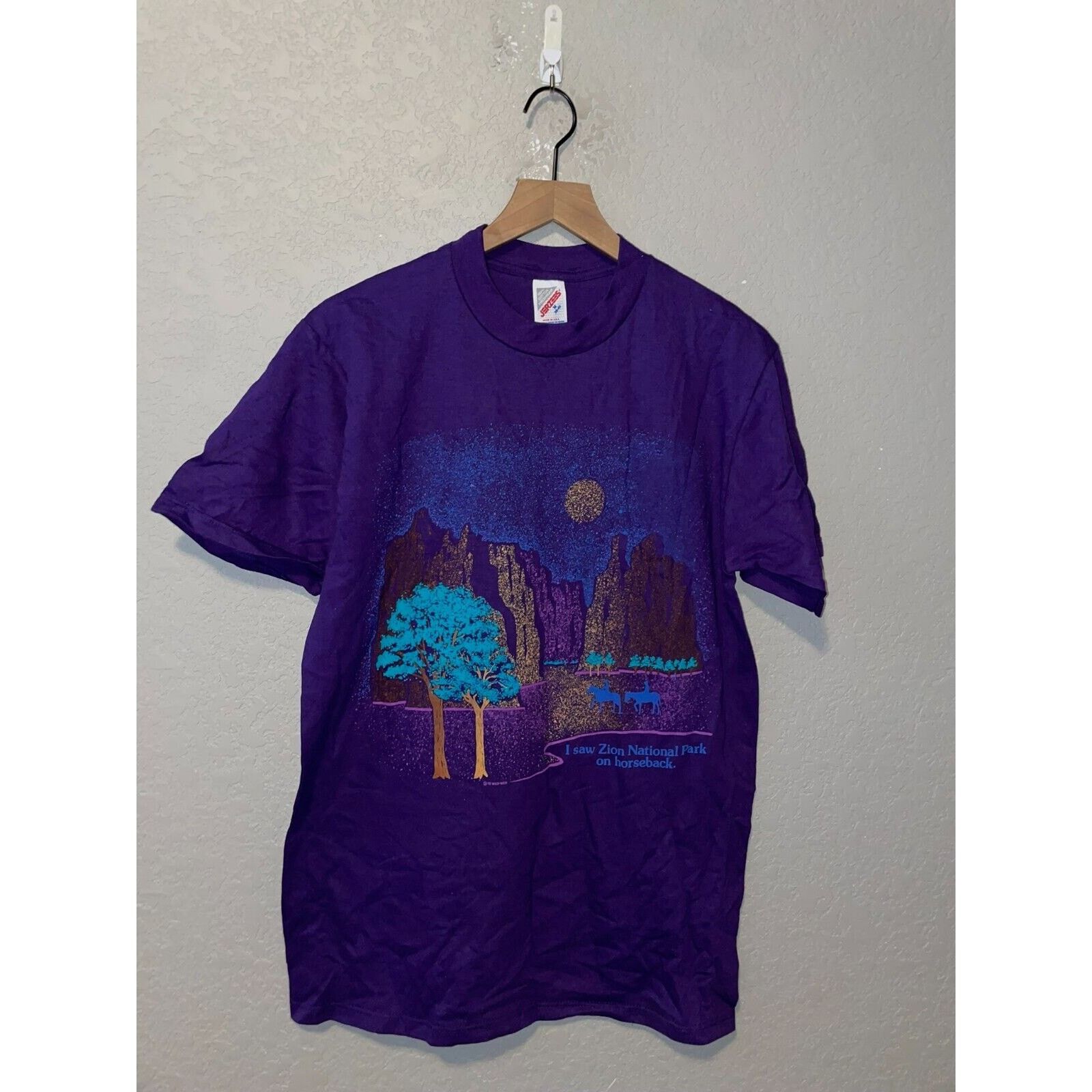 Jerzees Vintage Zion National Park Shirt Horseback Nature VTG 90s M Size US M / EU 48-50 / 2 - 1 Thumbnail