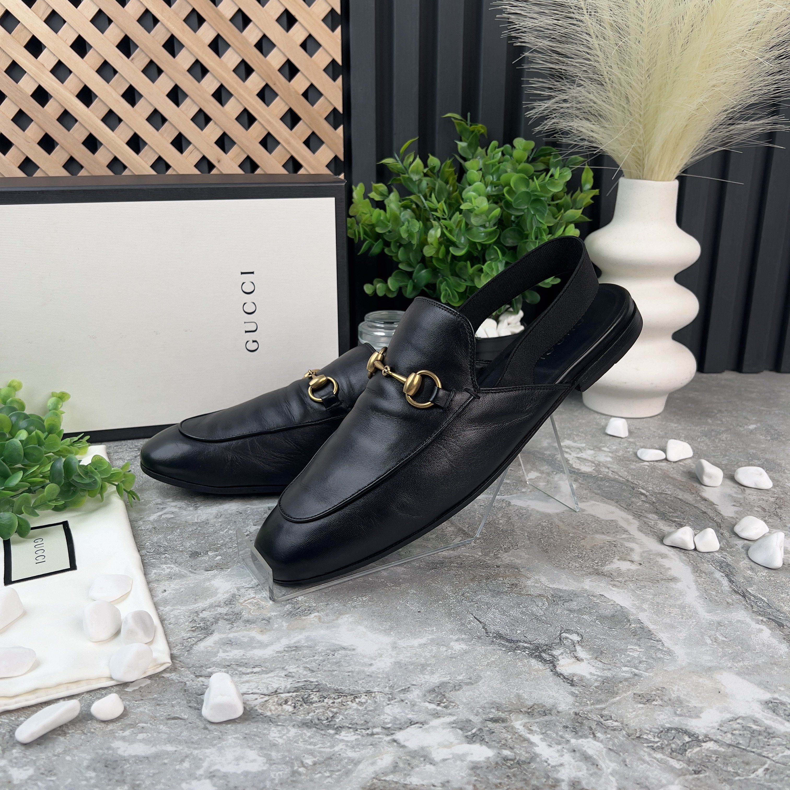 Gucci Princetown Horsebit Mule Slippers Slingback Black Leather Size US 8.5 / EU 41-42 - 1 Thumbnail