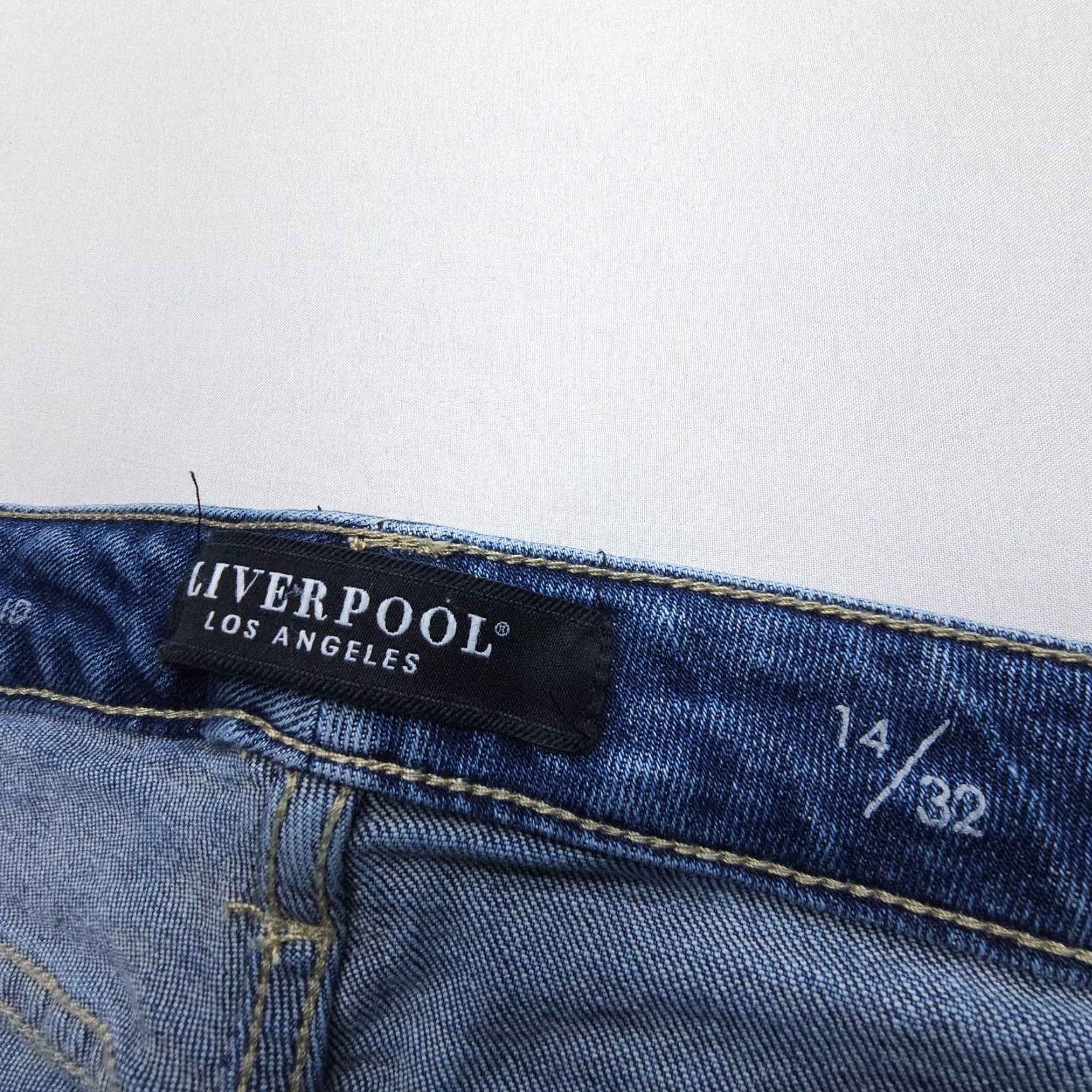 Vintage Liverpool Jeans The Girlfriend Jeans Womens 14 / 32 Blue Mid Rise Stretch Distressed Size 36" / US 14 / IT 50 - 7 Thumbnail