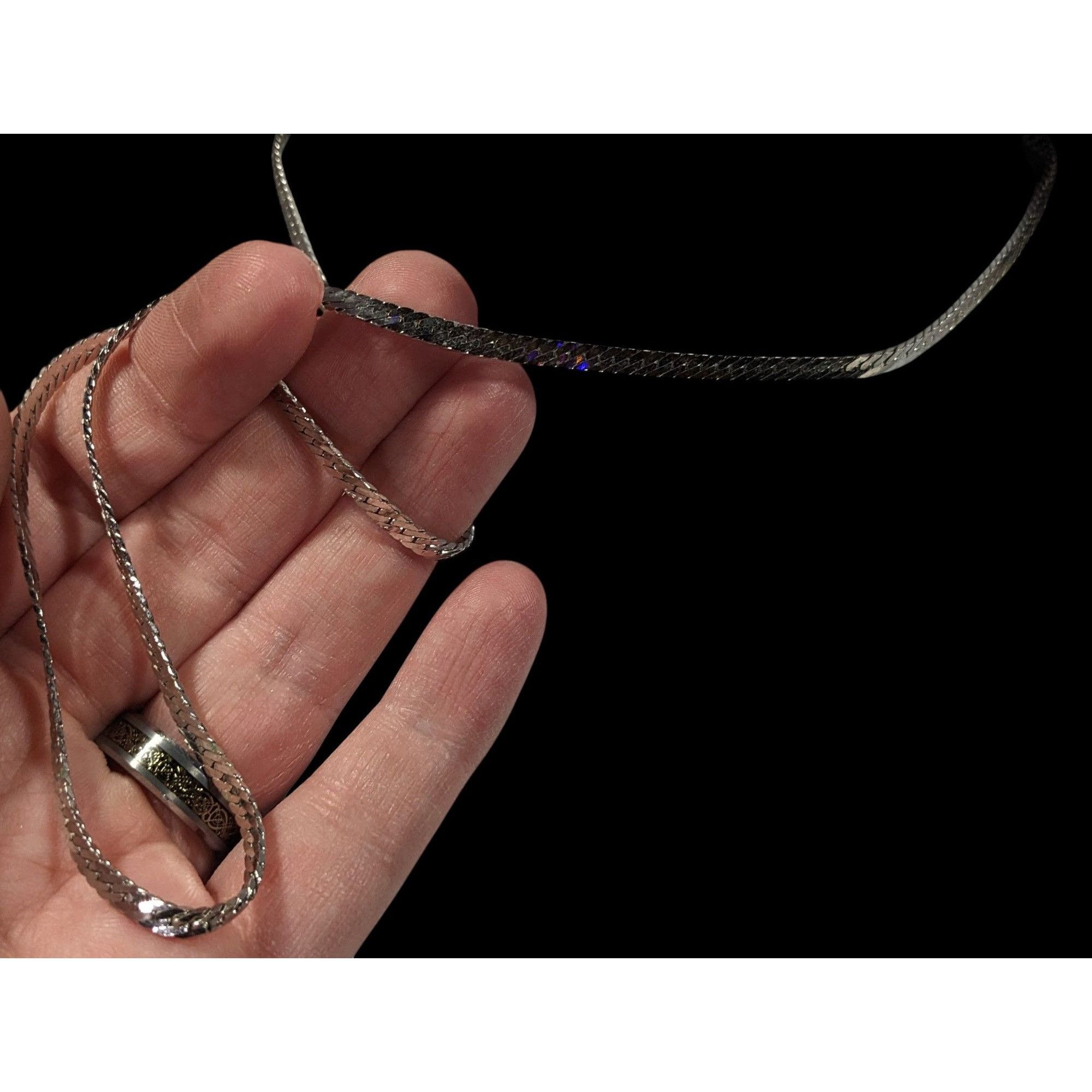 Monet Vintage Monet Herringbone Silver Tone Chain Necklace Size ONE SIZE - 5 Thumbnail