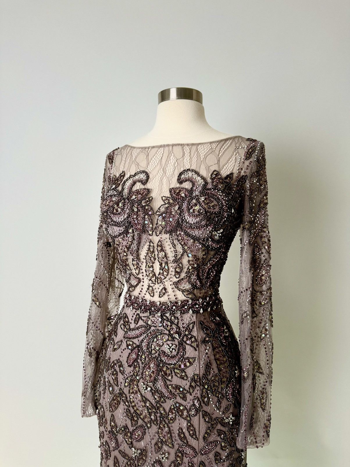 Other Brand New US 8 Jovani Maxi Brown Beaded Evening Dress Size M / US 6-8 / IT 42-44 - 4 Thumbnail