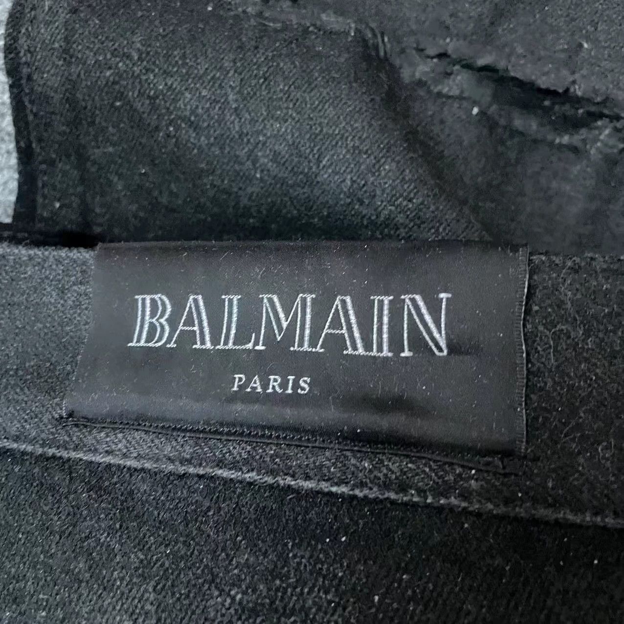 Balmain BALMAIN Distressed Waxed Denim Jeans 33W Chain Size US 33 - 5 Thumbnail