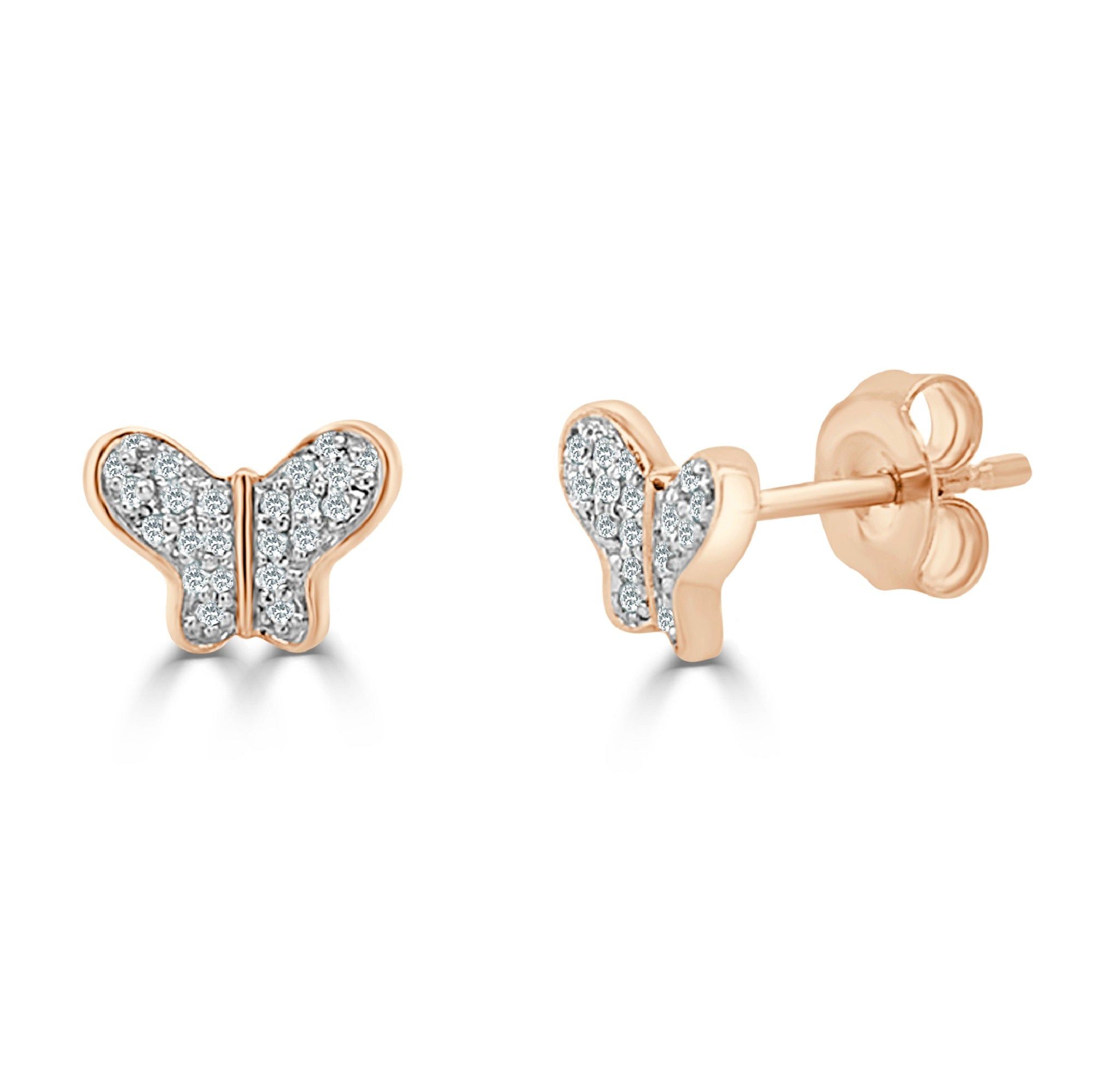 Other 14k Rose Gold & Diamond Butterfly Studs Size ONE SIZE - 1 Preview