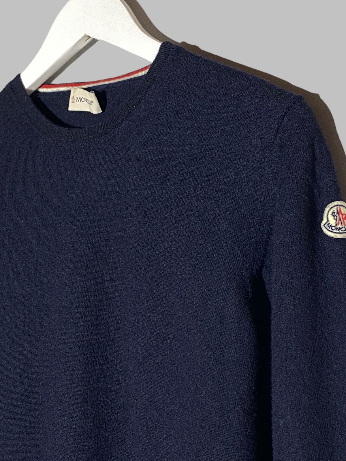 Moncler Moncler Navy Blue Wool Sweater Patch Logo Size US XS / EU 42 / 0 - 4 Thumbnail