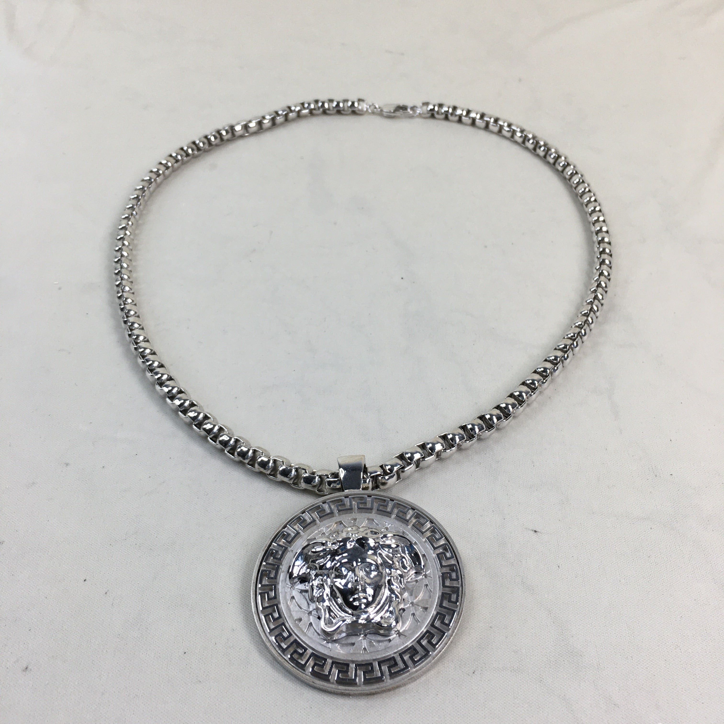 image of Versace Jeans Couture Versace Medusa Pendant Silver Necklace Metal Sku 61913, Women's