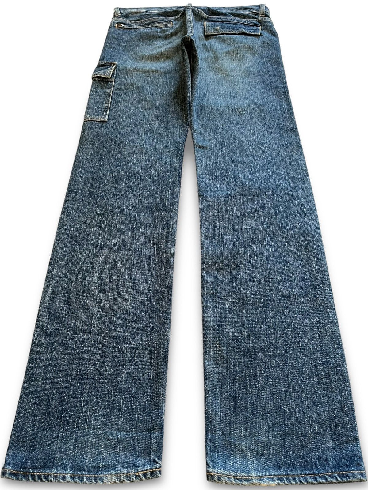 Japanese Brand Vintage Japanese Domingo Blue Wash Distressed Cargo Jeans Size US 31 - 2 Thumbnail