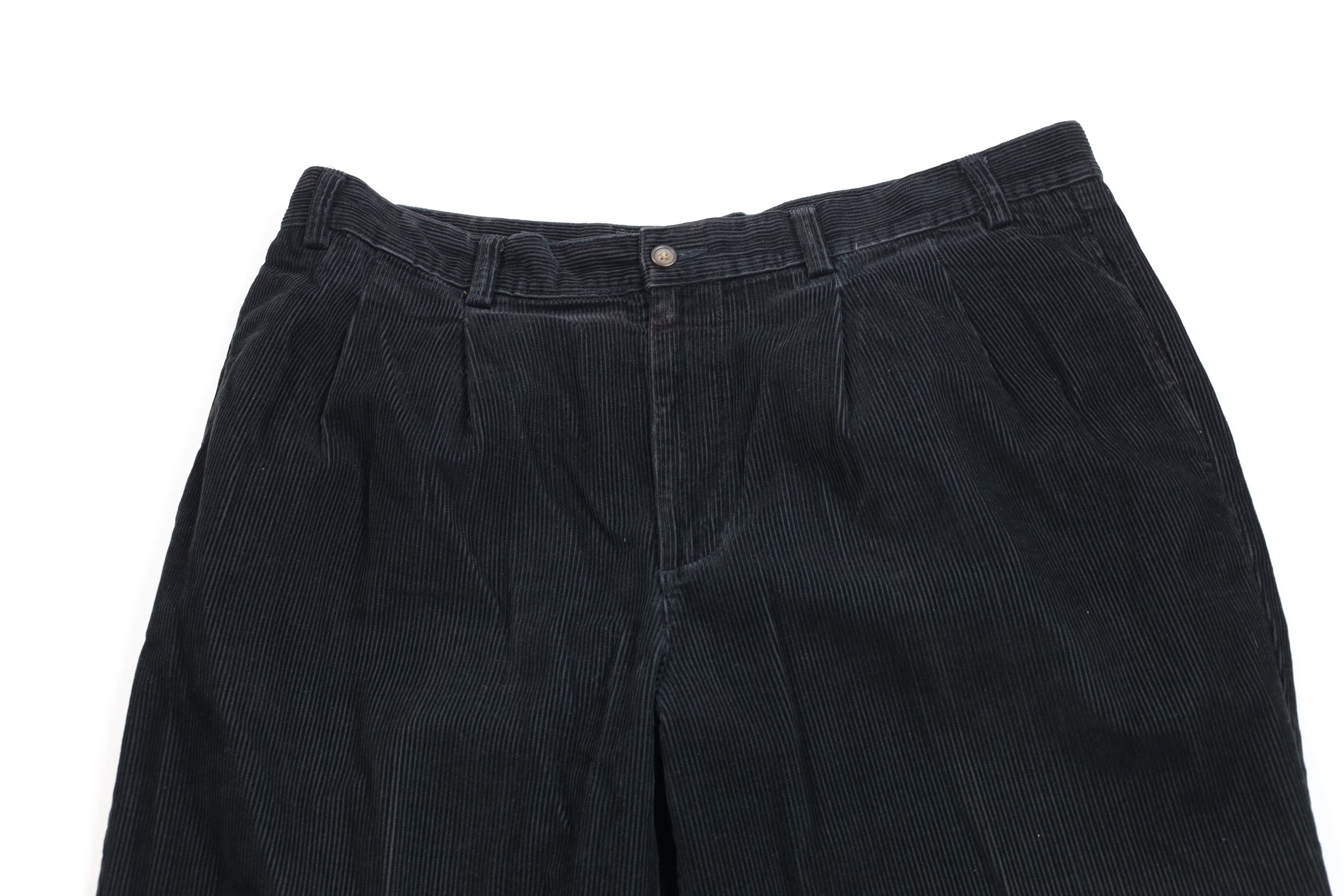 Vintage Vintage 90s Streetwear Cuffed Wide Leg Corduroy Pants Black Size US 38 / EU 54 - 2 Thumbnail
