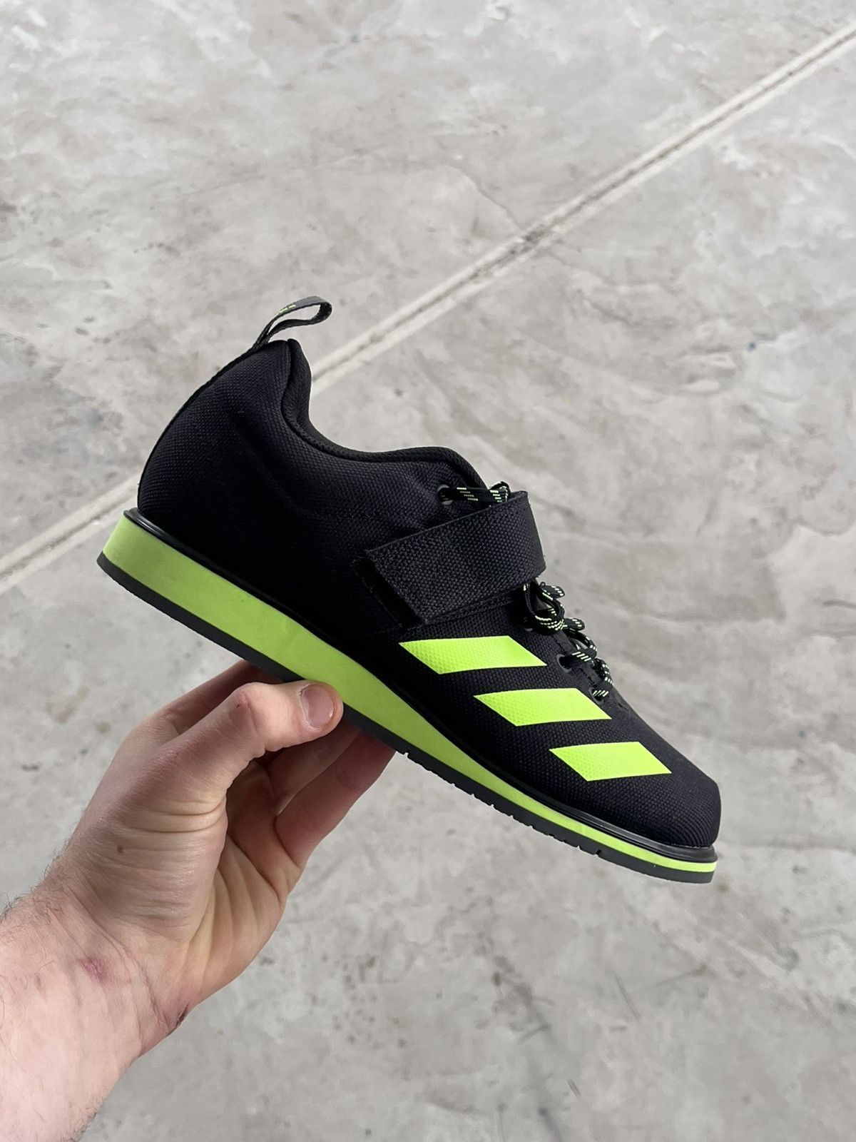 Vintage Adidas Black Green Weightlifting Sneakers Sportswear