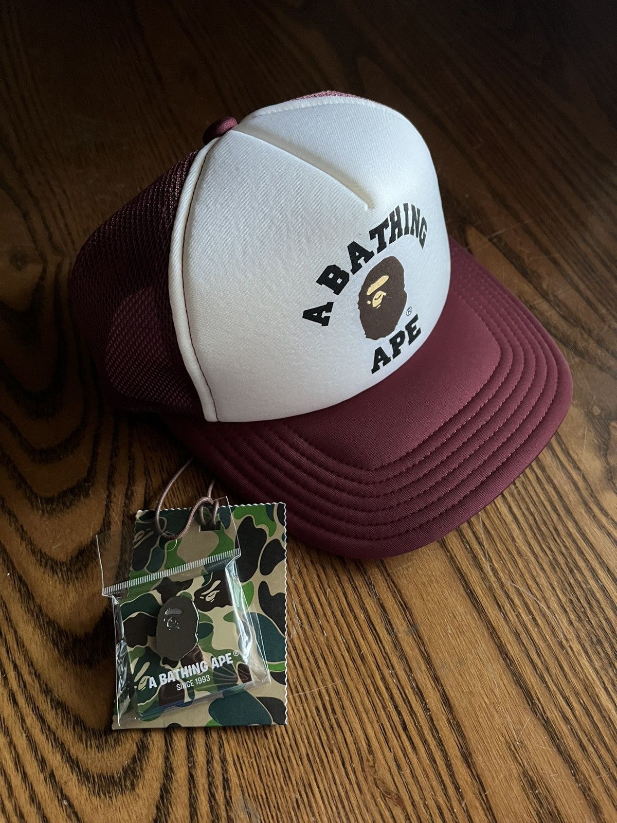 Bape Bape College Mesh Trucker Hat - Burgundy Size ONE SIZE - 2 Thumbnail