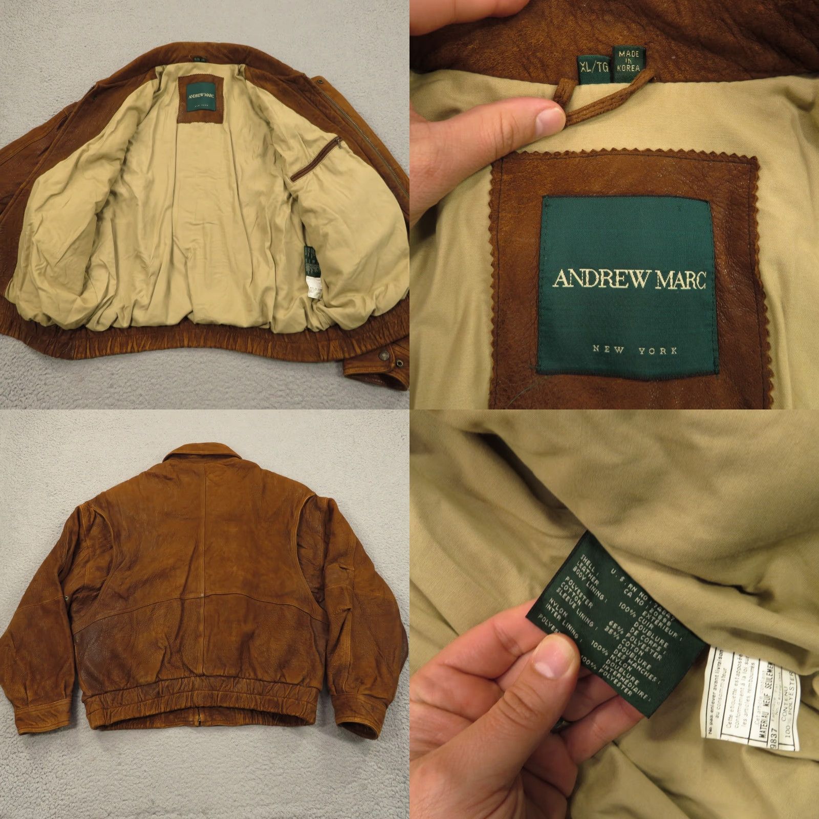 Andrew Marc VTG Andrew Marc Jacket Men XL Brown Aviator Leather Bomber Heavy Lined Moto Bike Size US XL / EU 56 / 4 - 8 Thumbnail