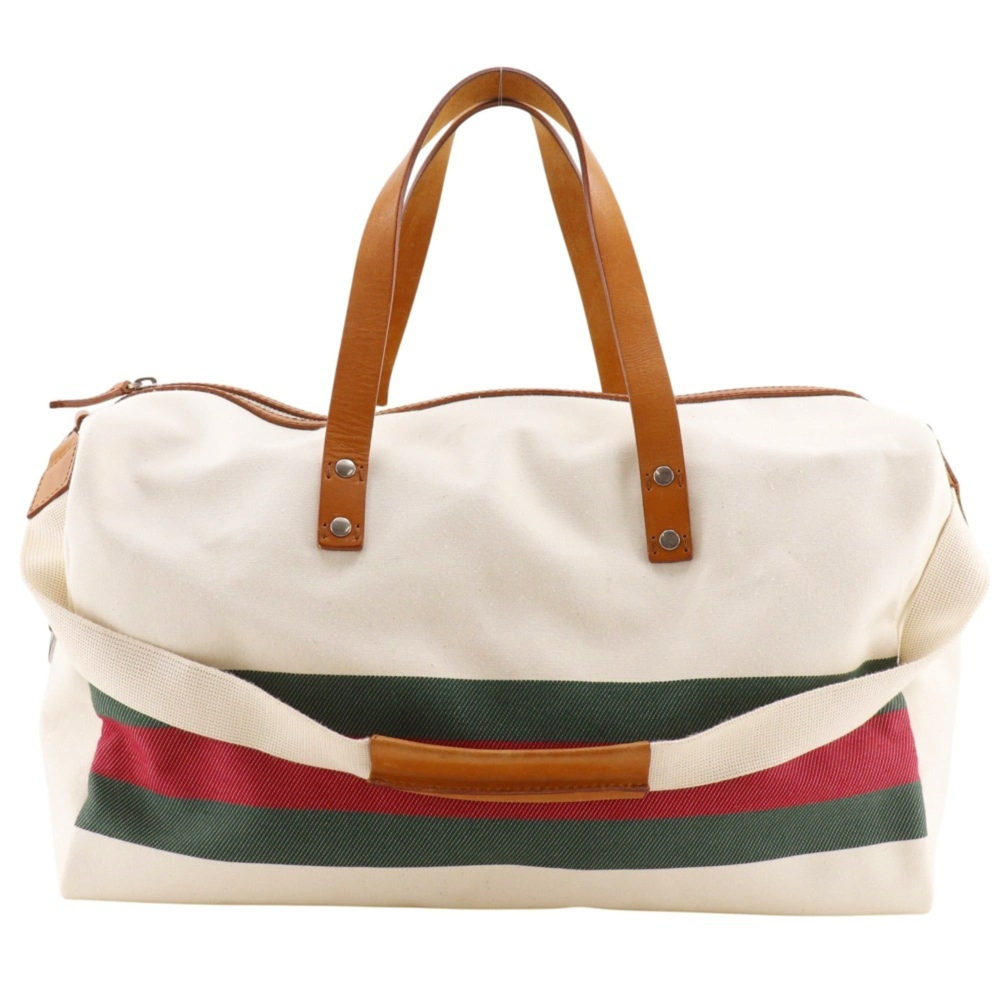 Gucci Gucci Webbing Line Boston Bag 2-Way Shoulder 256097 Canvas Off-White 2-way A4 line Unisex Size ONE SIZE - 1 Thumbnail