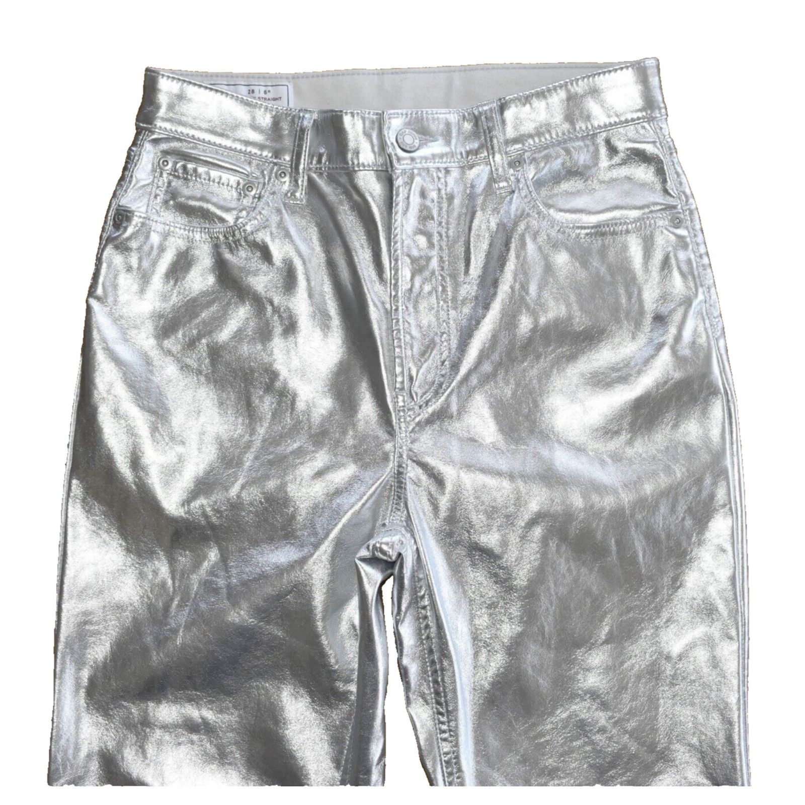 Gap NEW GAP Cheeky Straight Hi Rise Vegan Leather Jeans 28 $98 Size 28" / US 6 / IT 42 - 2 Thumbnail