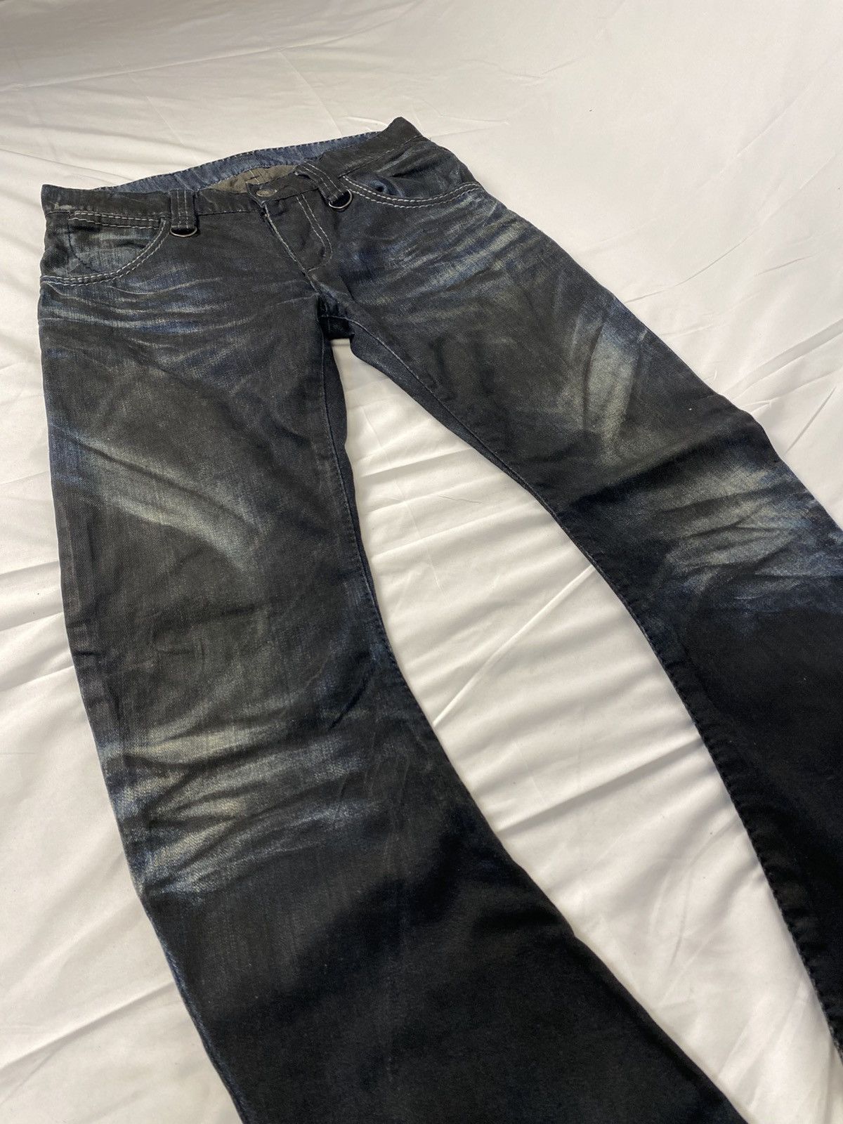 BUFFALO BOBS ✨ Archive Buffalo Bobs Curve Spiral Waxed Flared Punk Denim Size US 30 / EU 46 - 8 Thumbnail