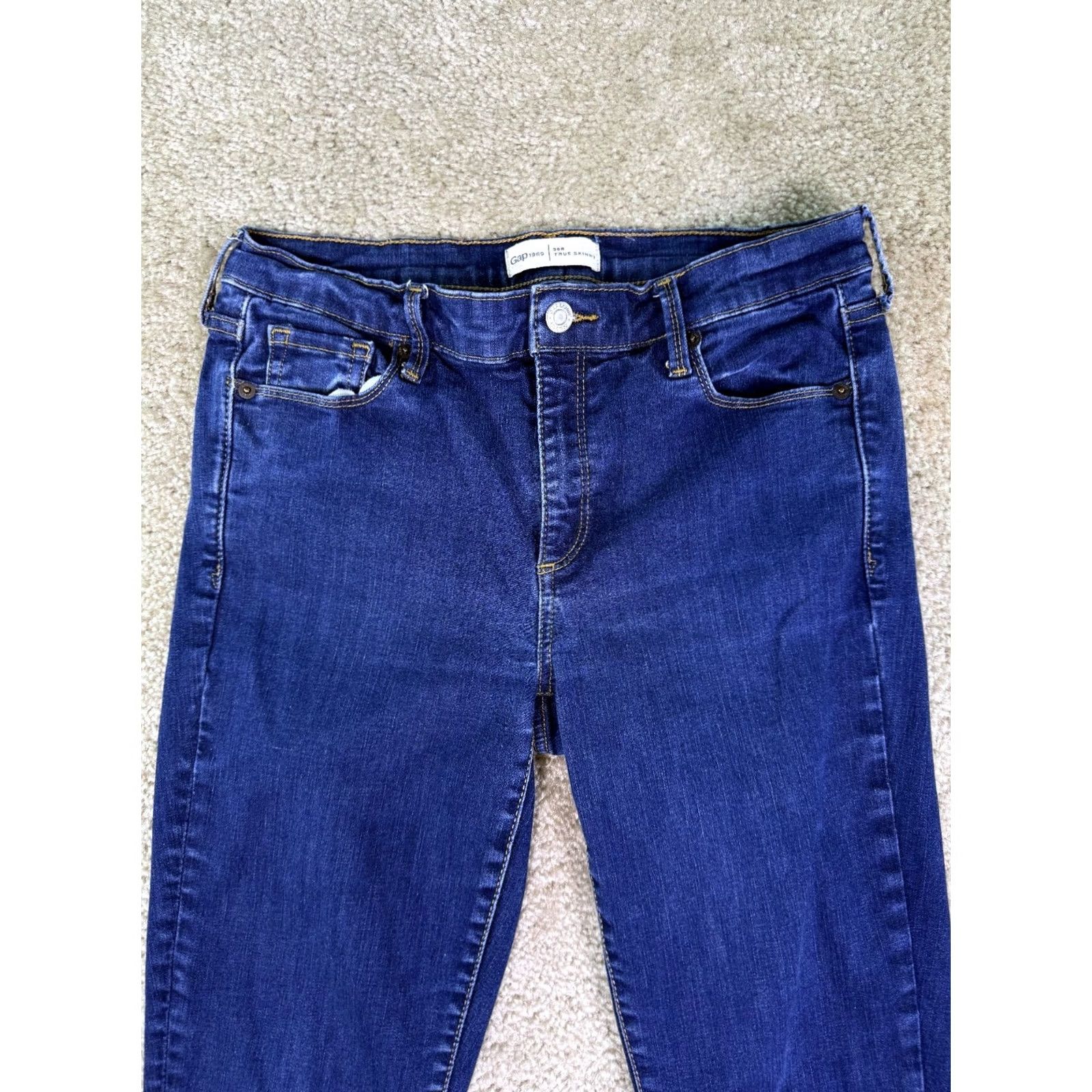 Gap Gap 1969 Womens Blue Denim Jeans Skinny Mid Rise 30R 30 Regular Size 30" / US 8 / IT 44 - 2 Thumbnail