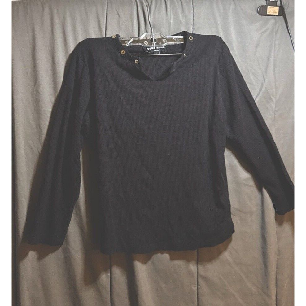 Other Vero Moda Minder Rib Jersey Women Size Large Black 3/4 Sleev Size L / US 10 / IT 46 - 2 Thumbnail