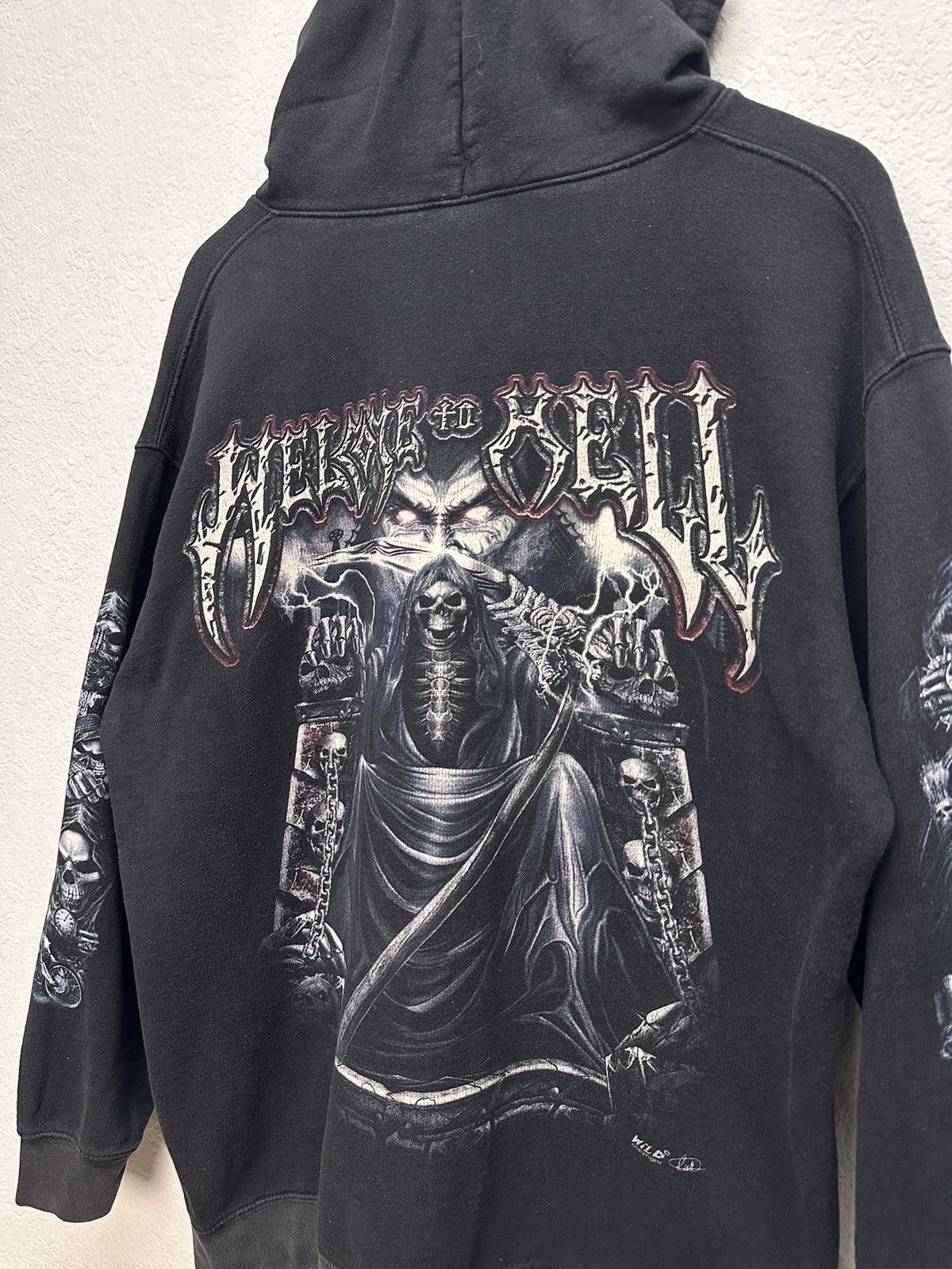 Band Tees Vintage Hoodie Welcome To Well Gothic Punk Wild 90s skull Size US XL / EU 56 / 4 - 13 Thumbnail