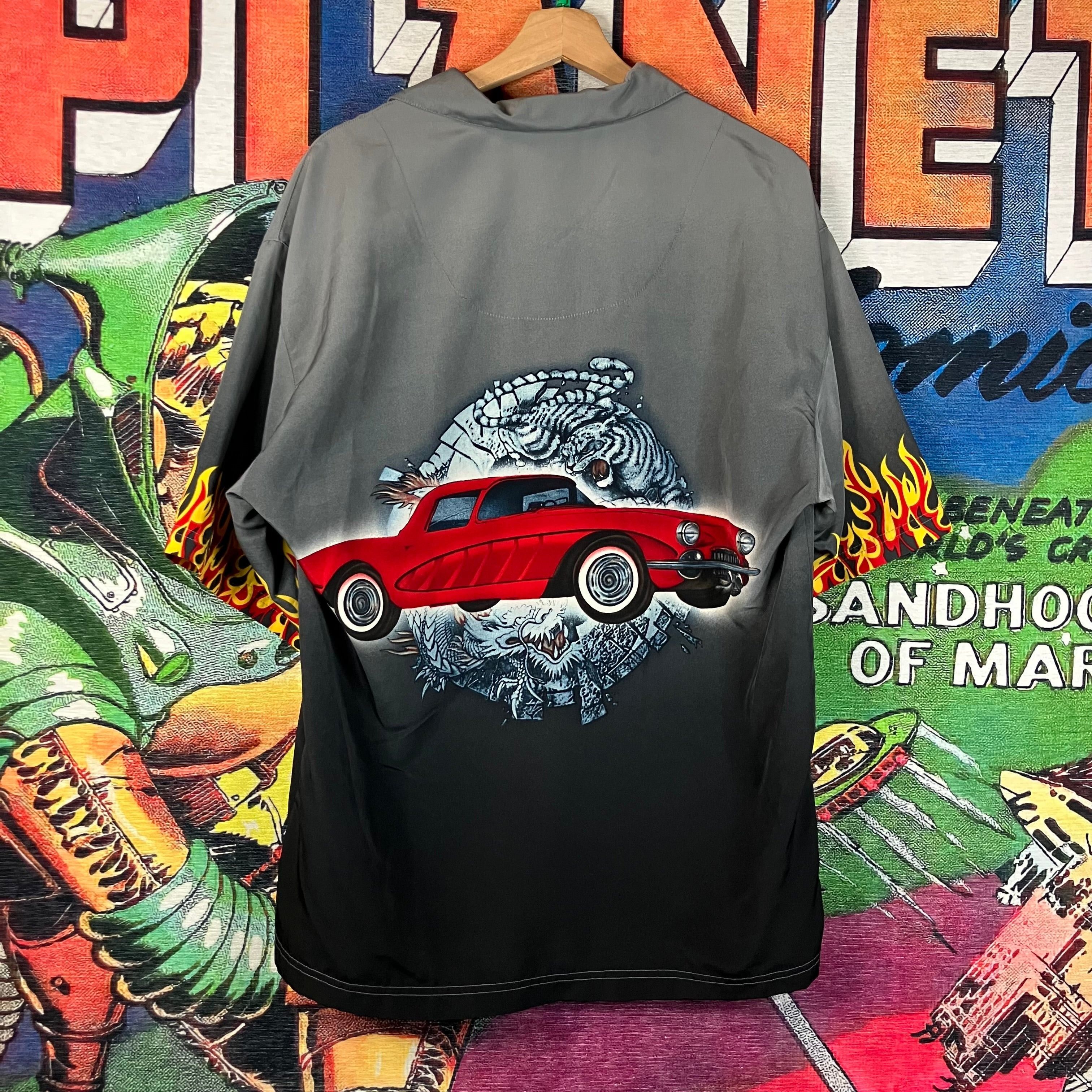 Vintage Vintage Y2K No Boundaries Hot Rod Flames Button Down Shirt Size US L / EU 52-54 / 3 - 2 Thumbnail