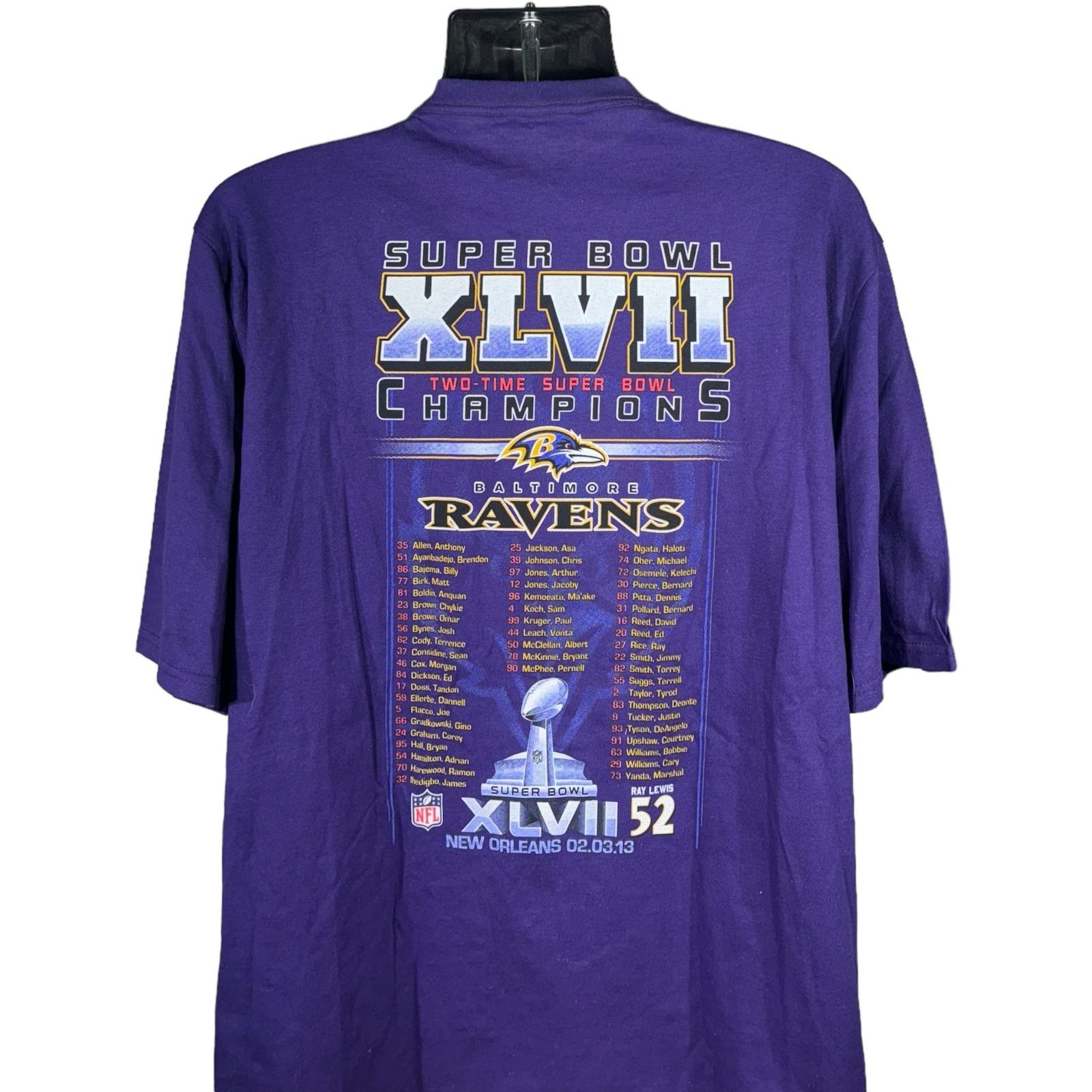 Jerzees Baltimore Ravens Super Bowl XLVII Champs 2012 NFL Tee Size US XL / EU 56 / 4 - 6 Thumbnail