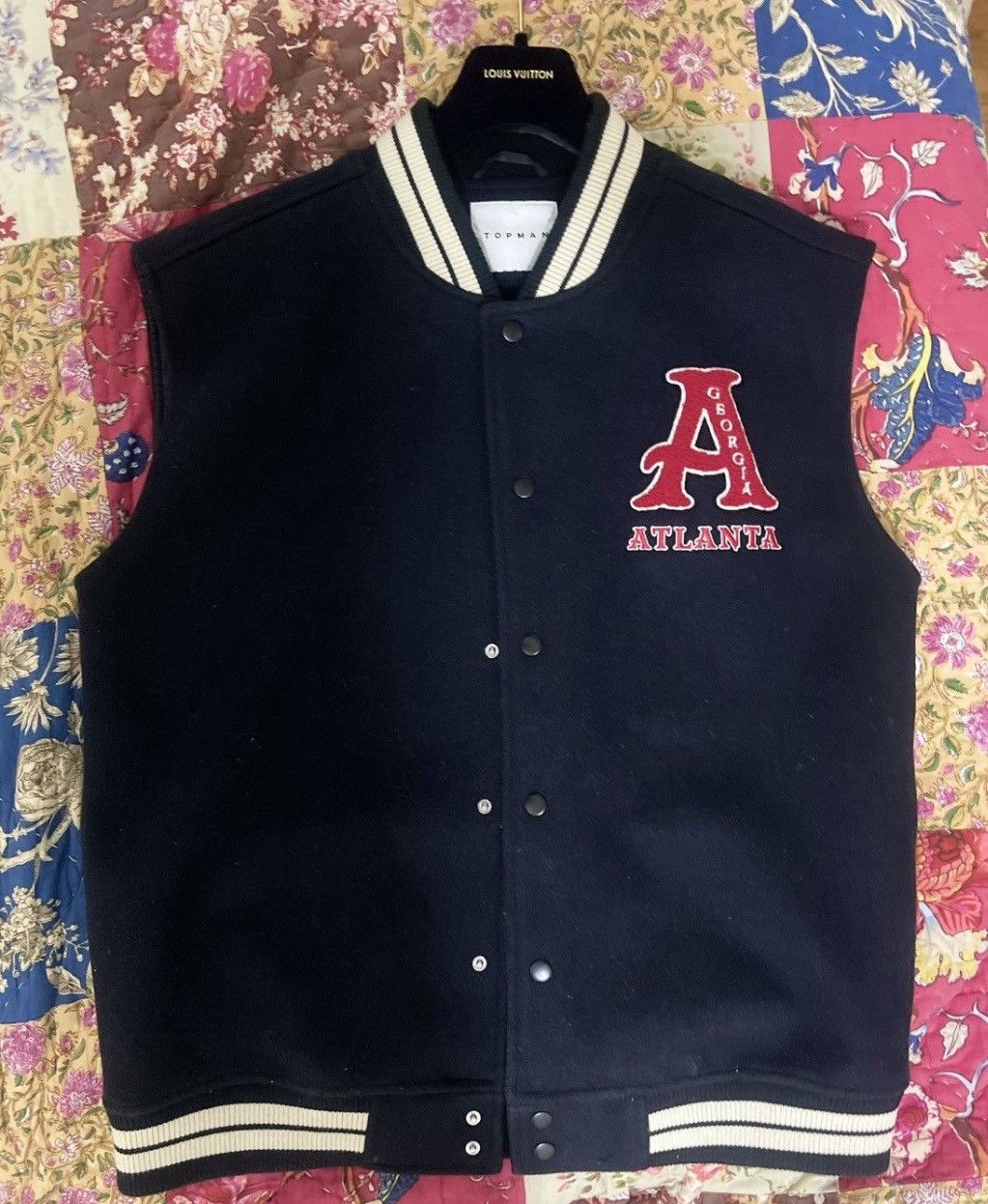 Asos Dark navy Sleeveless Varsity Jacket Size US M / EU 48-50 / 2 - 1 Thumbnail