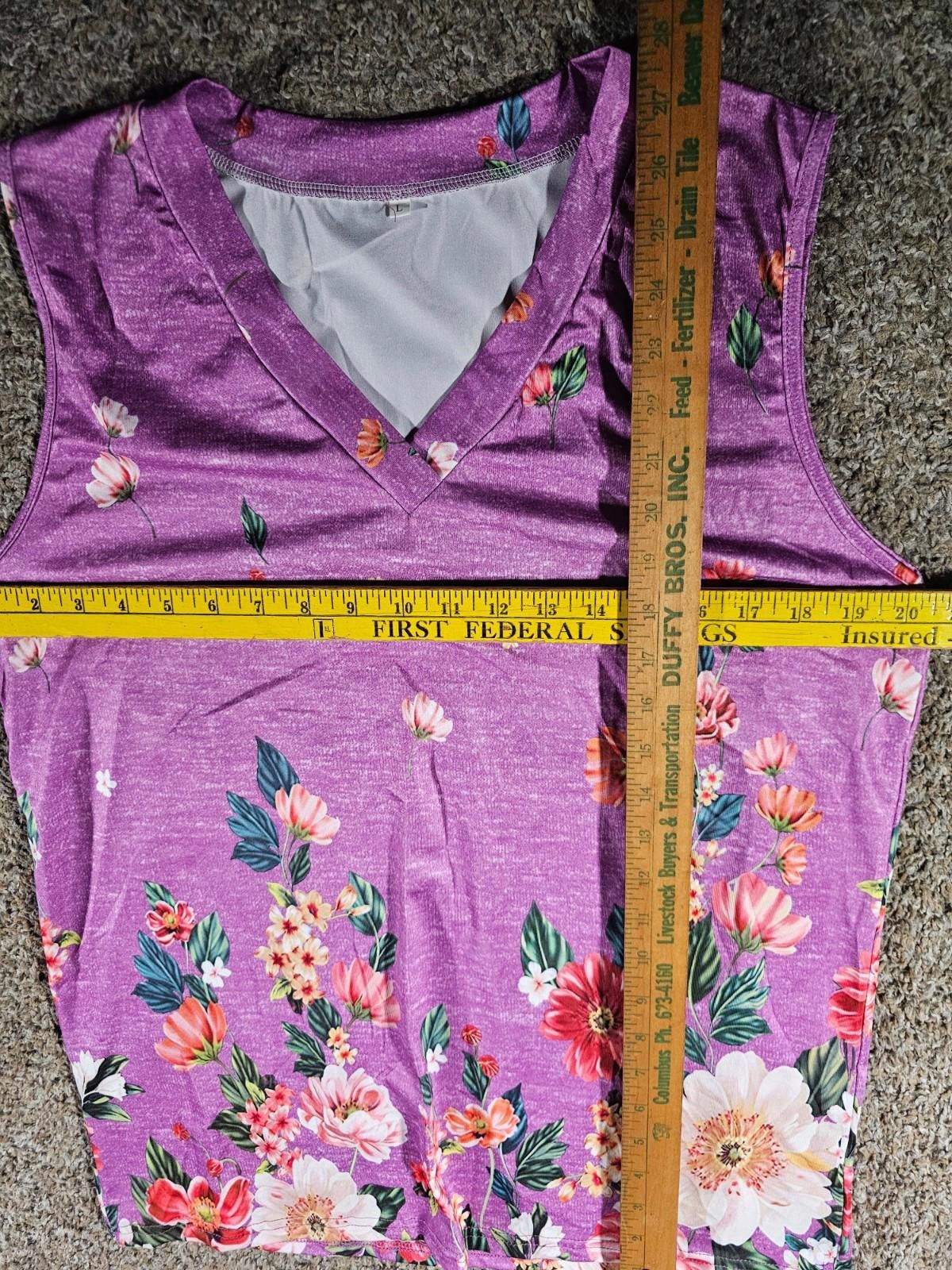 The Unbranded Brand Purple Floral Tank Top L Size L / US 10 / IT 46 - 5 Thumbnail