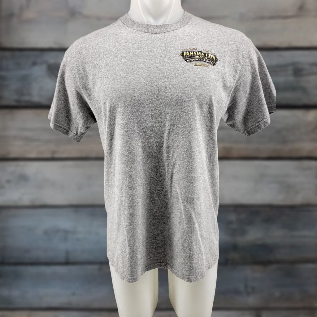 Delta VINTAGE Panama City Beach Rally Week Rider T-Shirt Gray L Men Shirt 2012 Biker Motorcycle Rock Skull Size US L / EU 52-54 / 3 - 1 Thumbnail