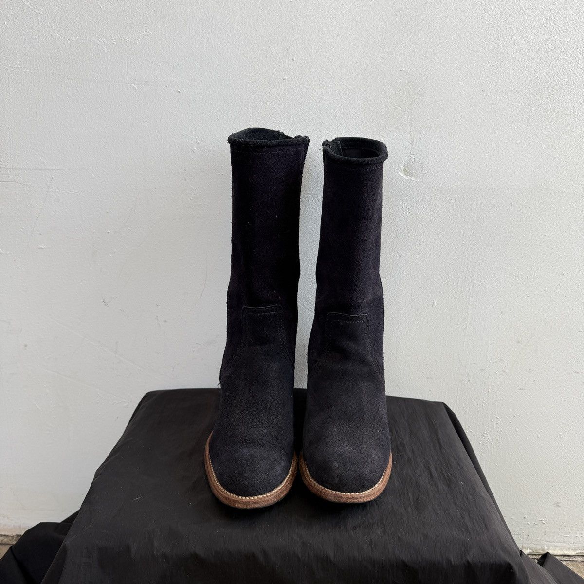 Other Primeboots Hand Made Suede Navy Asymetric Zip Boots Size US 8 / IT 38 - 5 Thumbnail