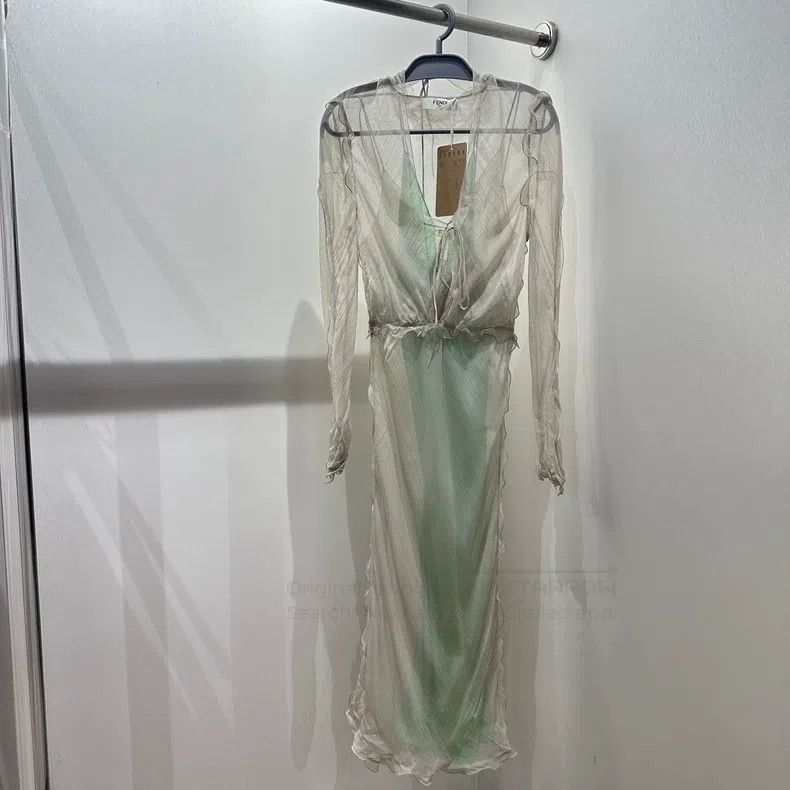 Fendi Fendi Transparent Lace Mulberry Silk Dress Size XS / US 0-2 / IT 36-38 - 1 Thumbnail