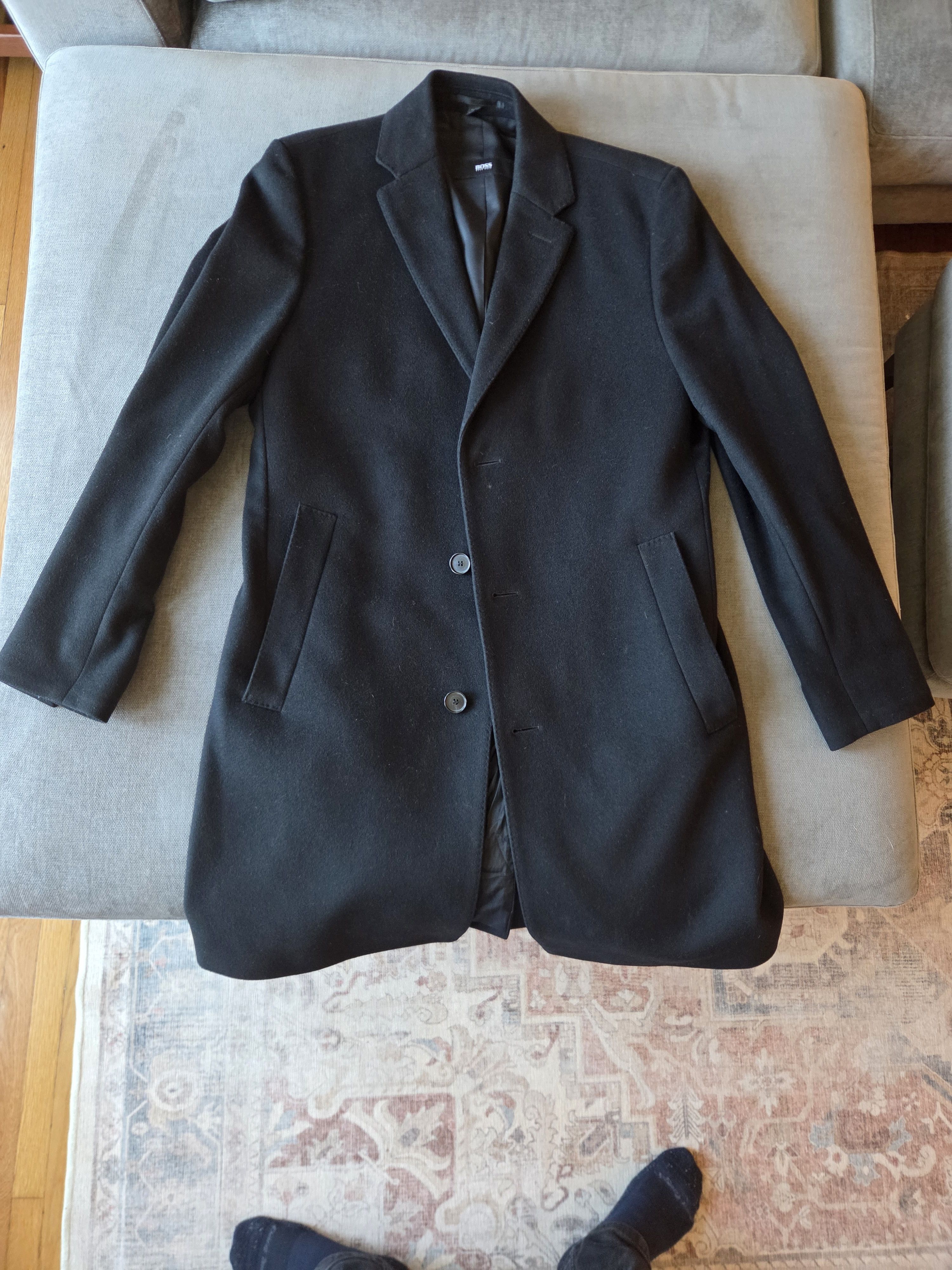 Hugo Boss Hugo Boss Black Wool/Cashmere Overcoat - Size 38R Size US M / EU 48-50 / 2 - 2 Thumbnail