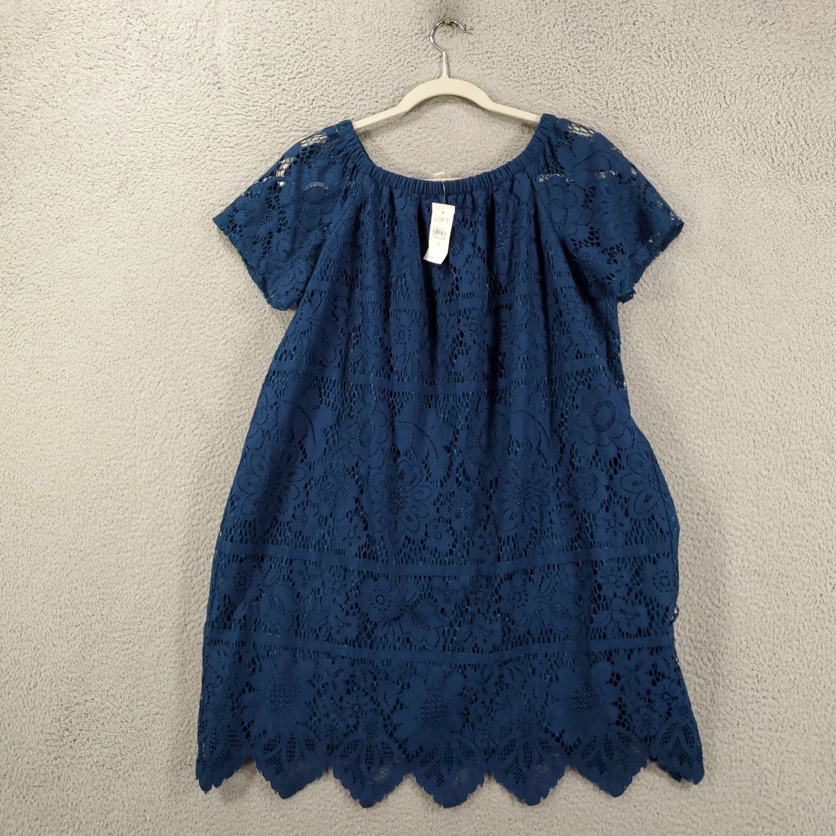Loft LOFT Womens Lace Mini Dress Size Small Teal Blue Scalloped Hem NWT Size S / US 4 / IT 40 - 2 Thumbnail