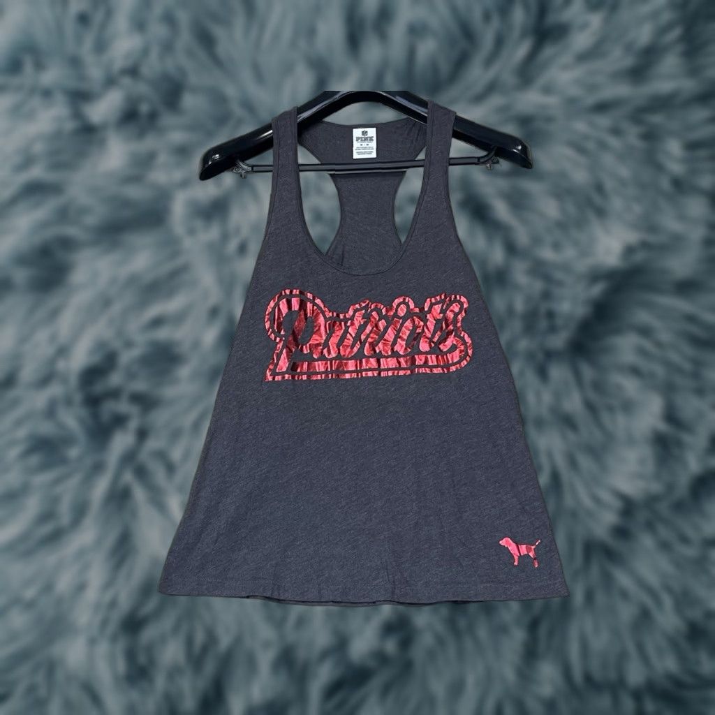 Vintage VINTAGE Victorias Secret PINK Razor Back Tank Top Gray Medium Women Patriotic Razor back Tank top Size M / US 6-8 / IT 42-44 - 1 Thumbnail