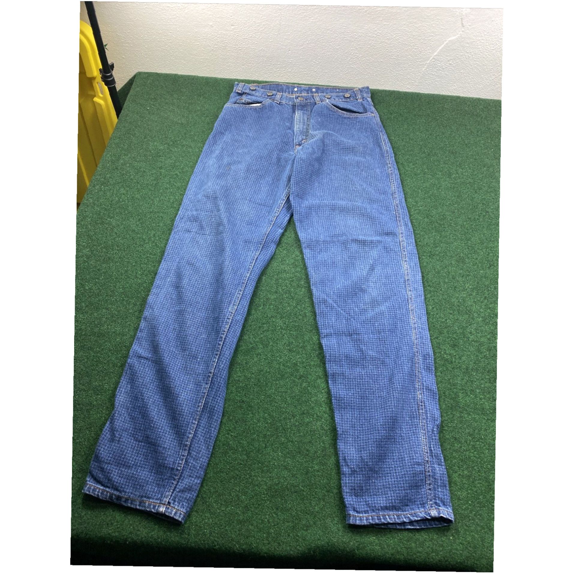 Levi's Vintage Levis Black Tab 40552 5814 Suspenders Buttons Jeans 33X34 Checkered Rare Size US 33 - 3 Thumbnail