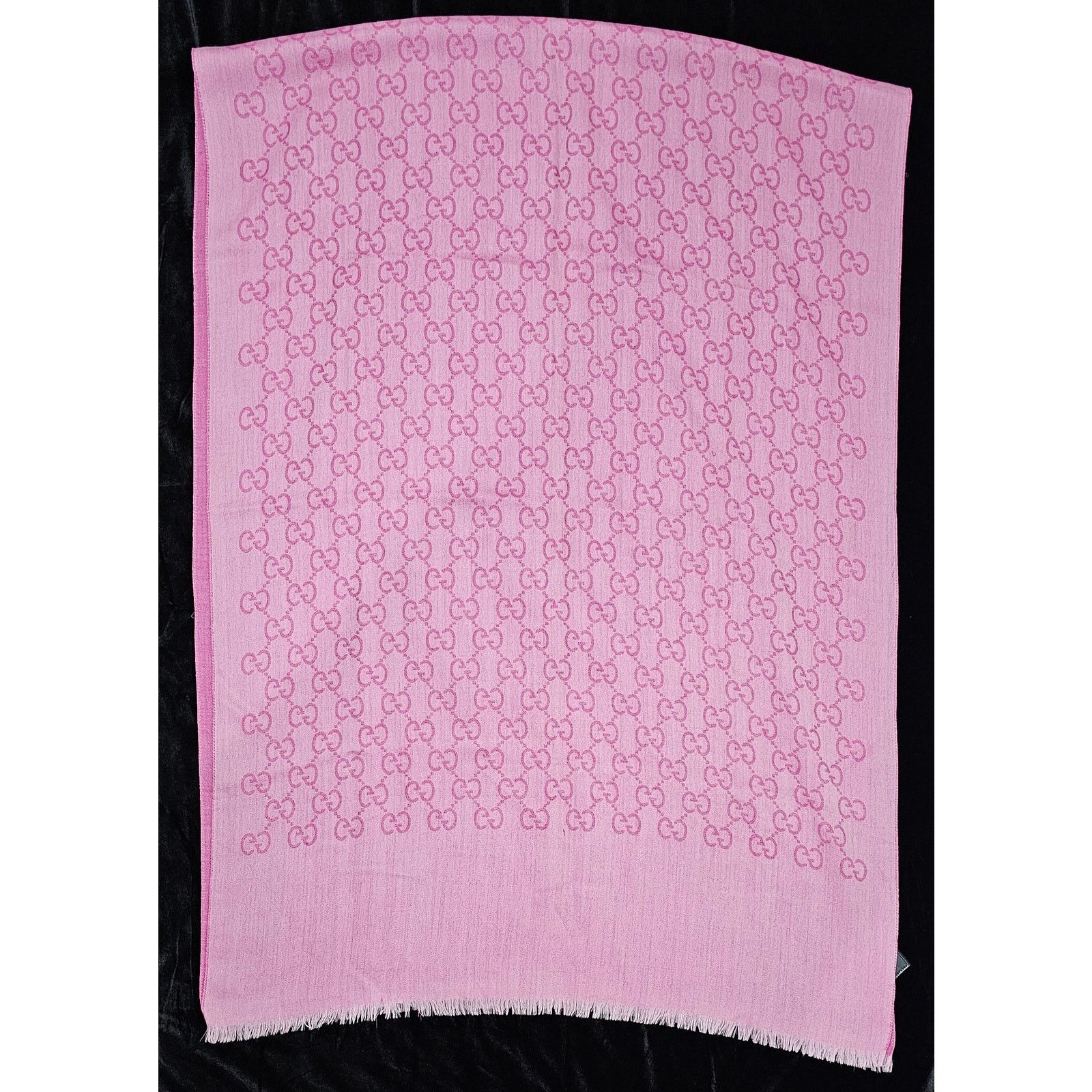 Hermes GUCCI Pink Jacquard Logo GG Wool Silk Scarf Size ONE SIZE - 8 Thumbnail