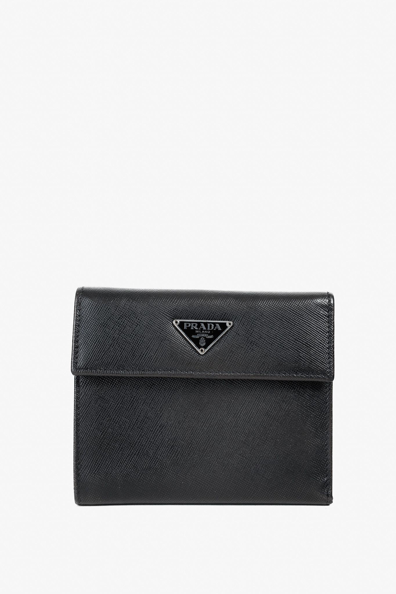 Prada Prada Black Saffiano Compact Trifold Wallet Size ONE SIZE - 1 Thumbnail