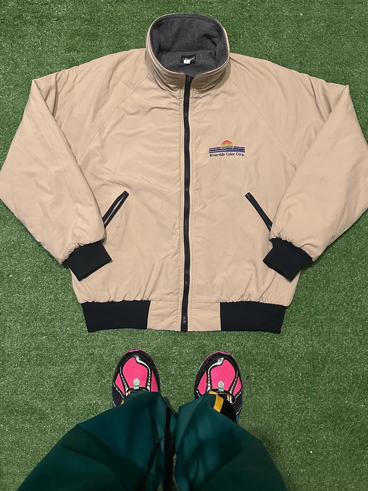 The Unbranded Brand Men's Beige Windbreaker Jacket with Riverside Color Corp Emb Size US M / EU 48-50 / 2 - 1 Thumbnail