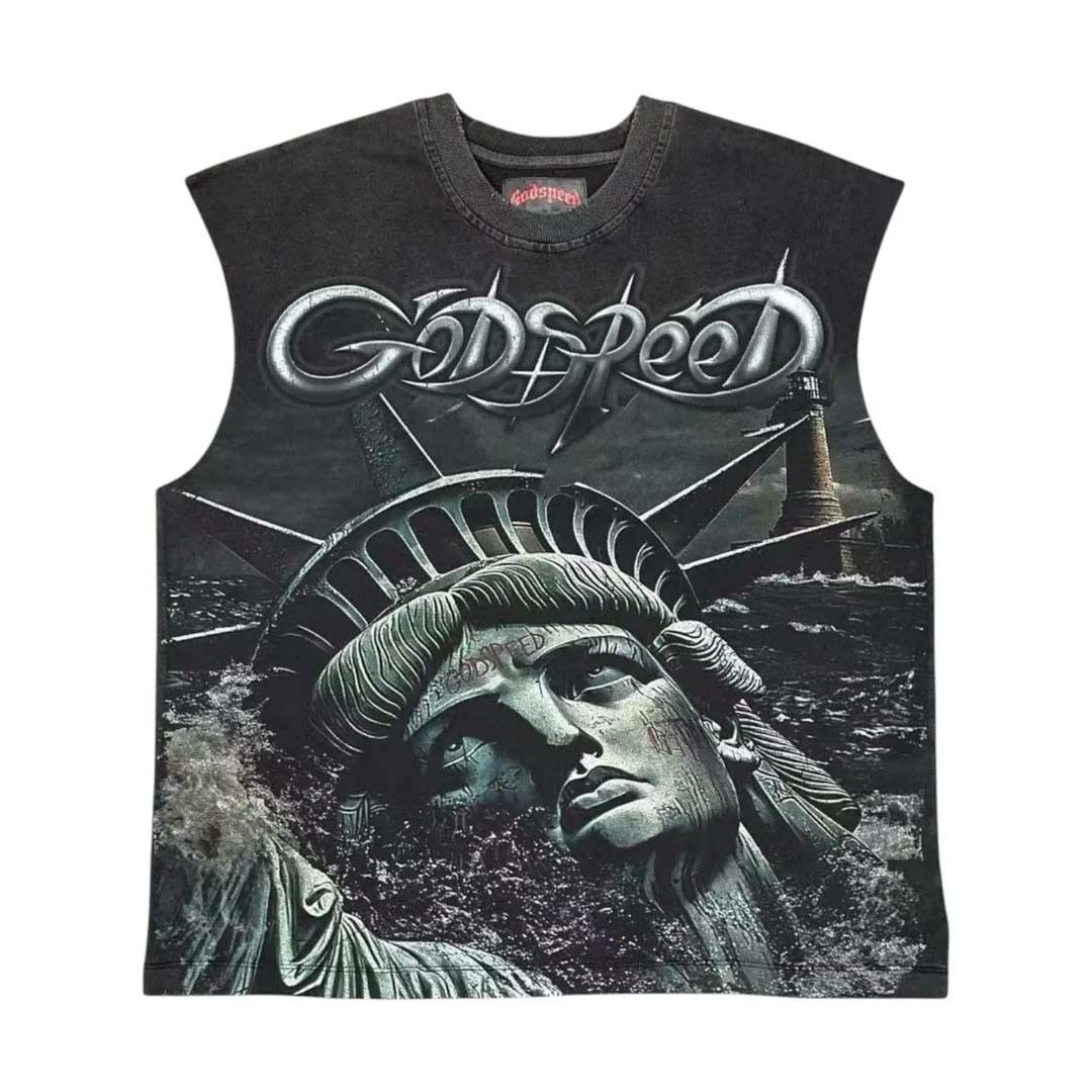 Godspeed Sunken Liberty 2 Sleeveless Tee Black Size US XXL / EU 58 / 5 - 1 Thumbnail