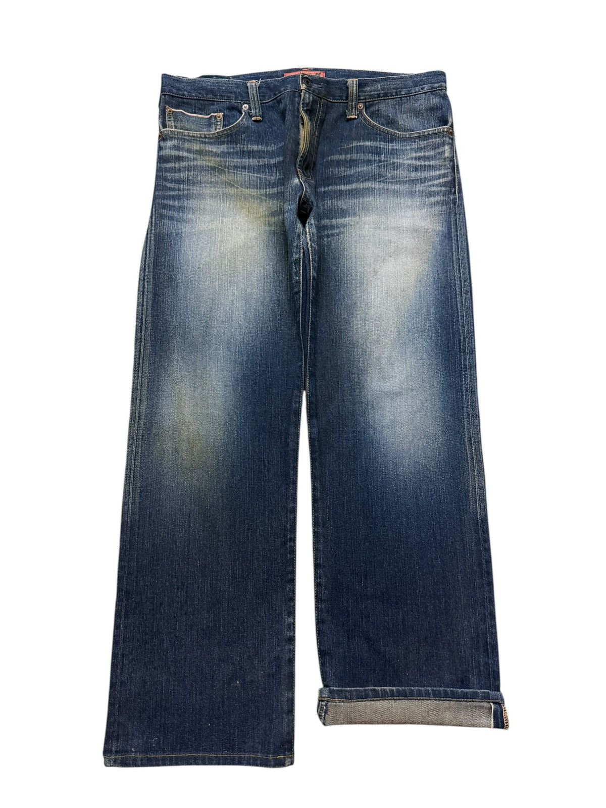 Sugar Cane Vintage 90s Japanese Half Selvedge Blue Faded Wide Leg Loose Size US 34 / EU 50 - 1 Thumbnail