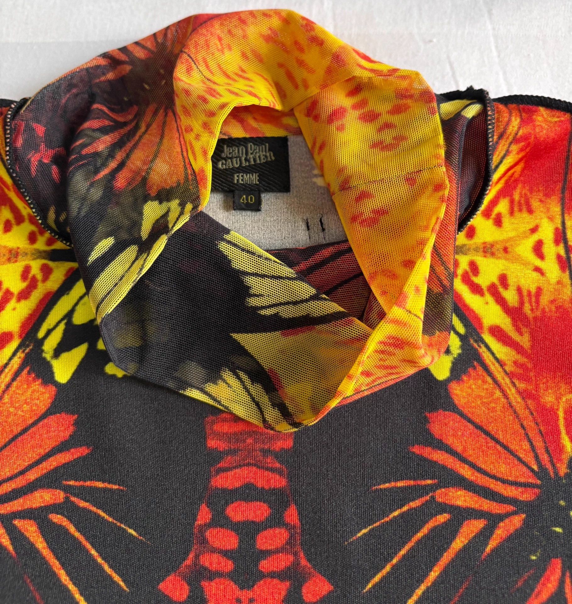 Jean Paul Gaultier Vintage Jean Paul Gaultier Flame Butterfly Tulle Top Size S / US 4 / IT 40 - 4 Thumbnail