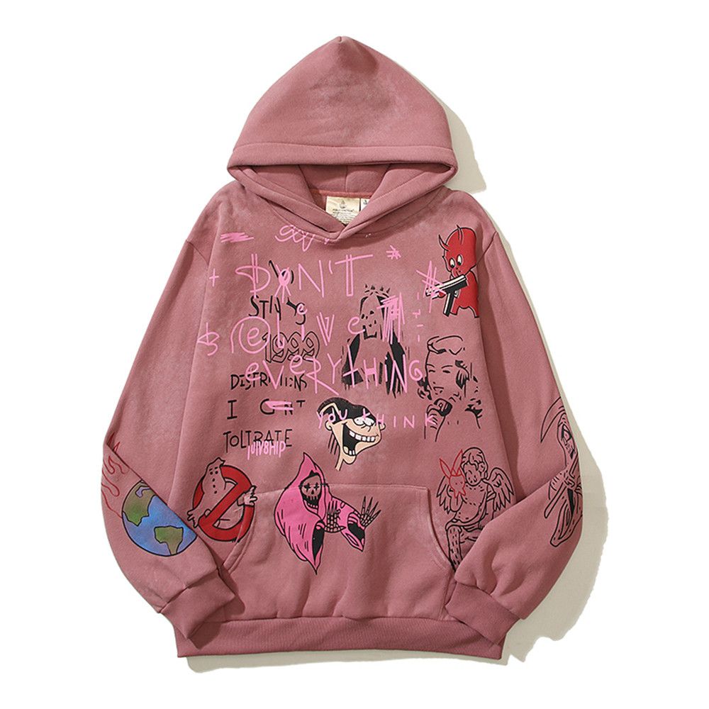image of Avant Garde x Vintage Graffiti Mud Pullover Hoodies Unisex in Old Pink, Men's (Size Large)
