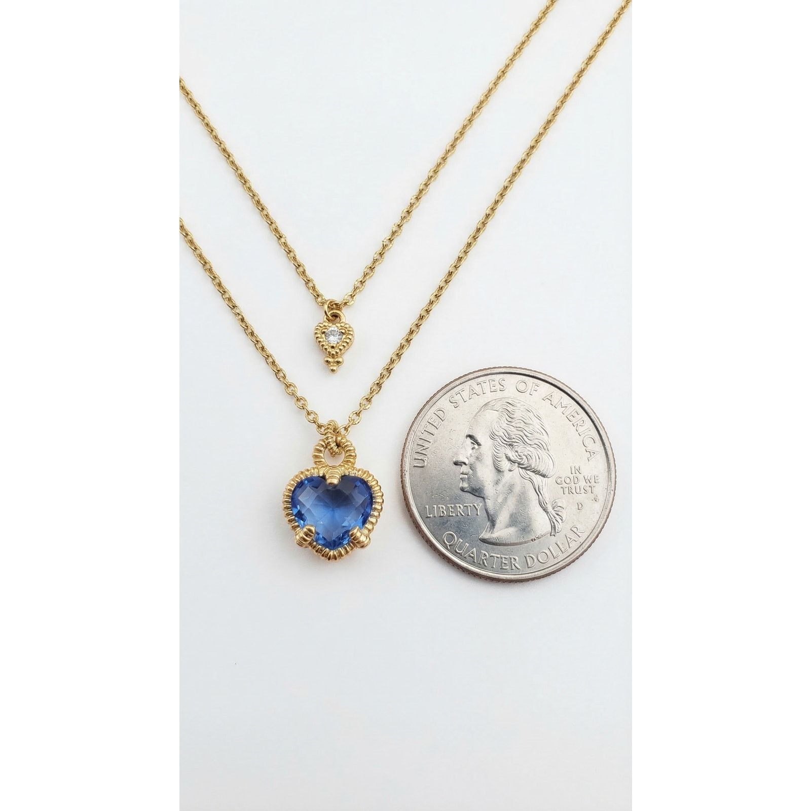 Judith Ripka Judith Ripka Blue Heart Chain Sterling Silver Necklace Size ONE SIZE - 10 Thumbnail