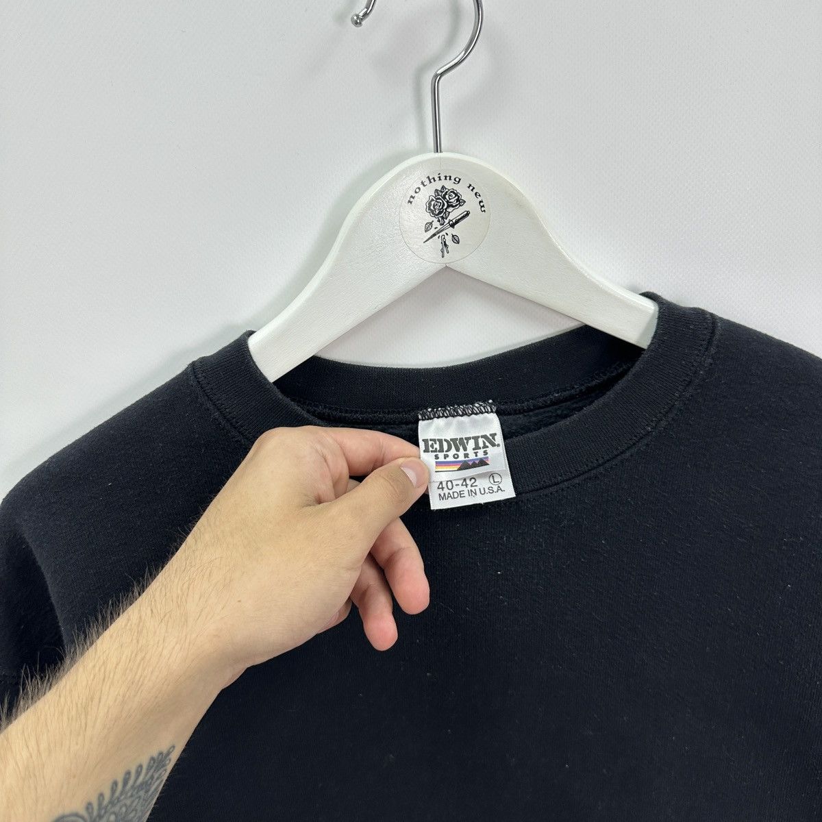 Edwin Vintage 90s Edwin Heavyweight Black sweatshirt made in USA Size US L / EU 52-54 / 3 - 4 Thumbnail