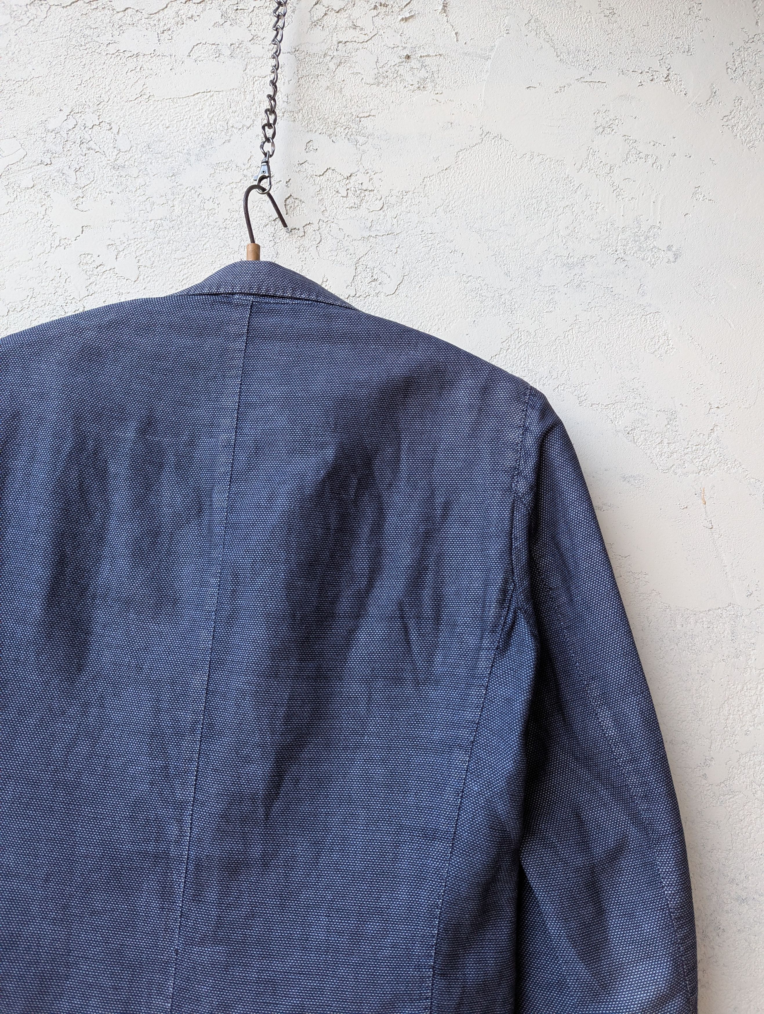 Boggi Boggi Milano Linen-Blend Blazer Blue Slim Fit Jacket Size 38S - 17 Thumbnail